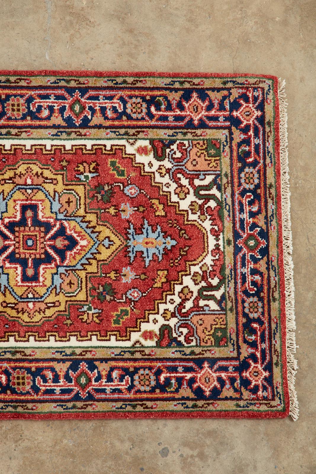 Contemporary Indo Persian Heriz Serapi Design Runner For Sale