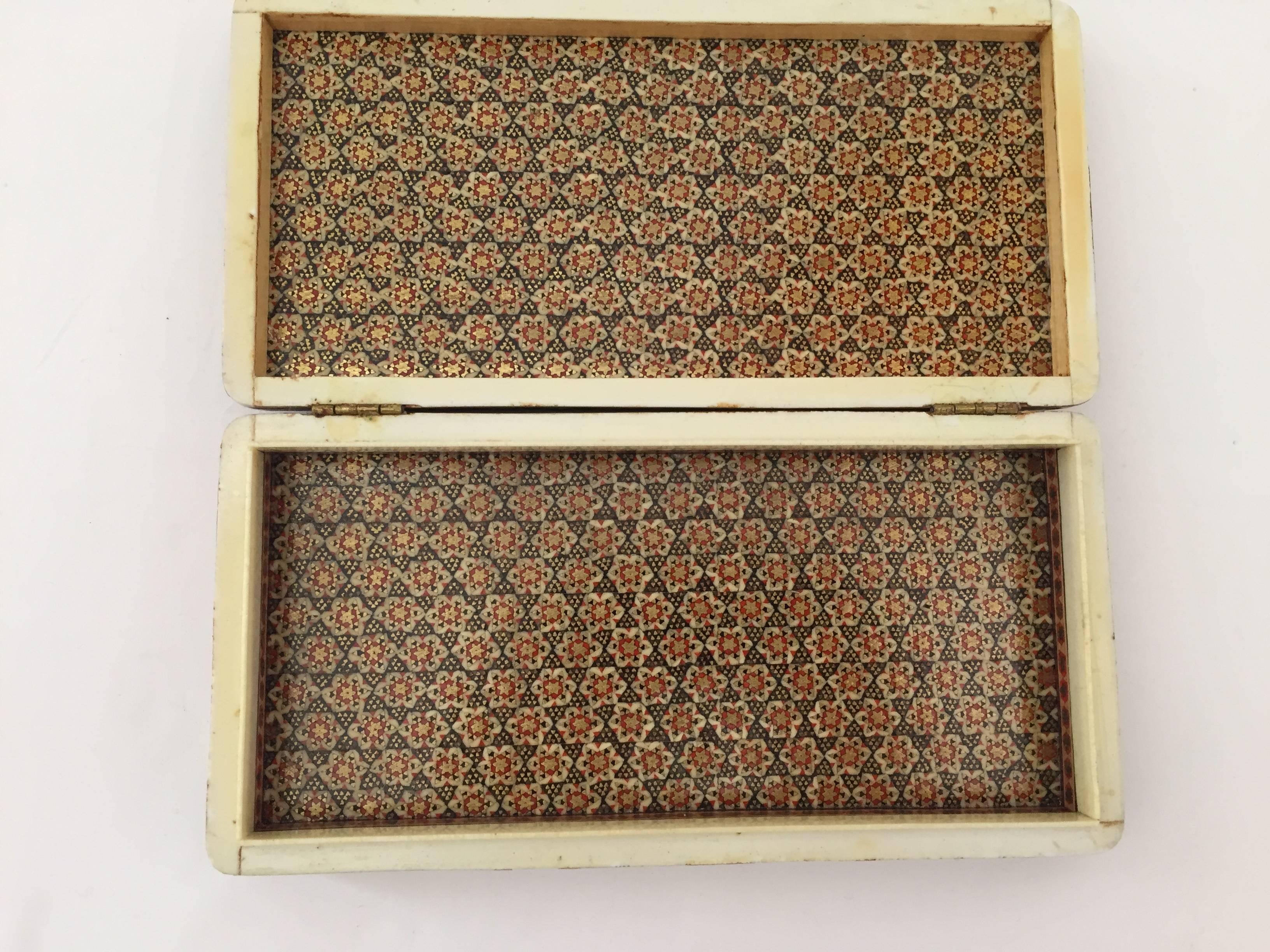 20th Century Indo-Persian Khatam Micro Mosaic Jewelry Box For Sale
