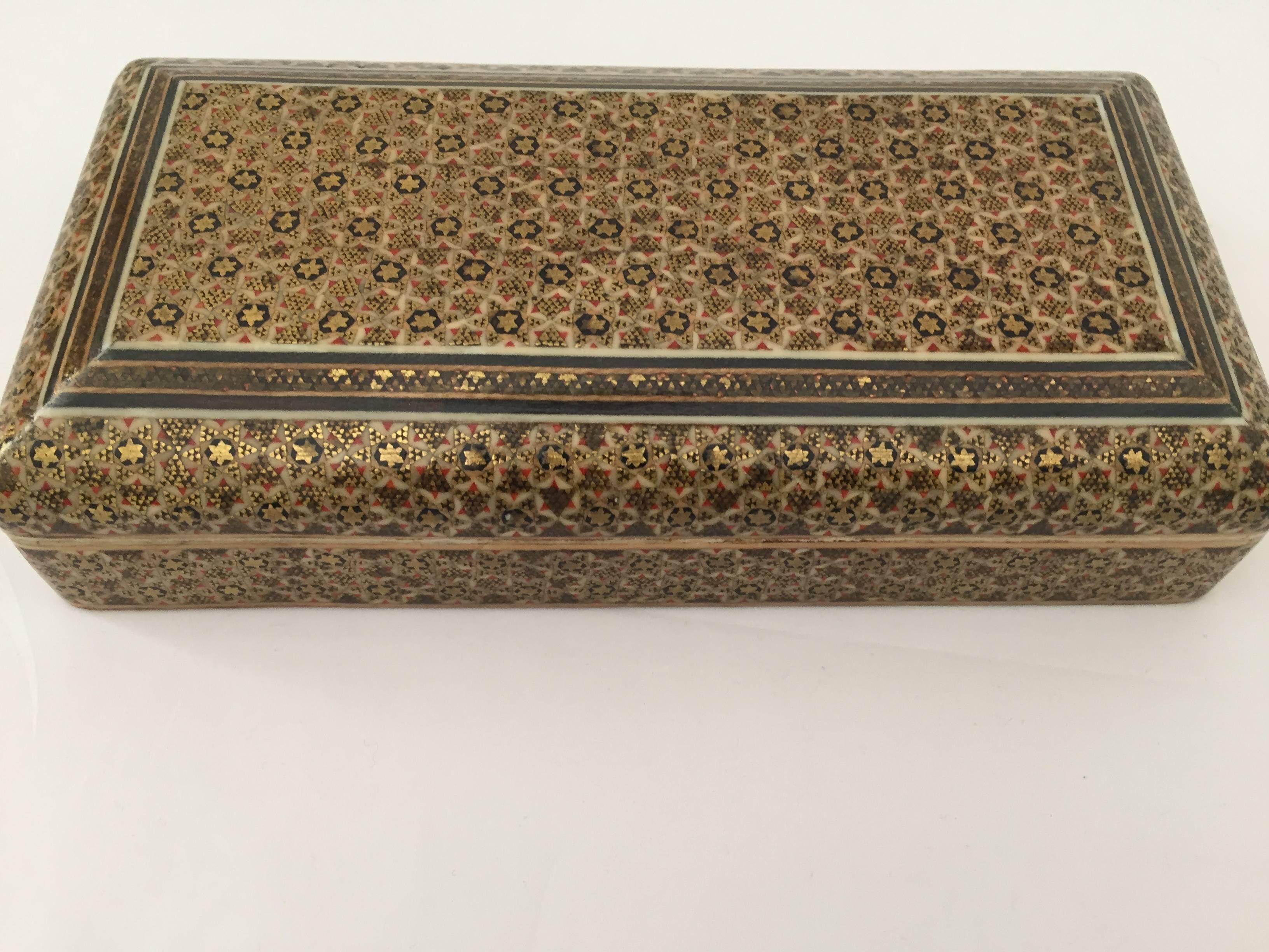 Wood Indo-Persian Khatam Micro Mosaic Jewelry Box For Sale