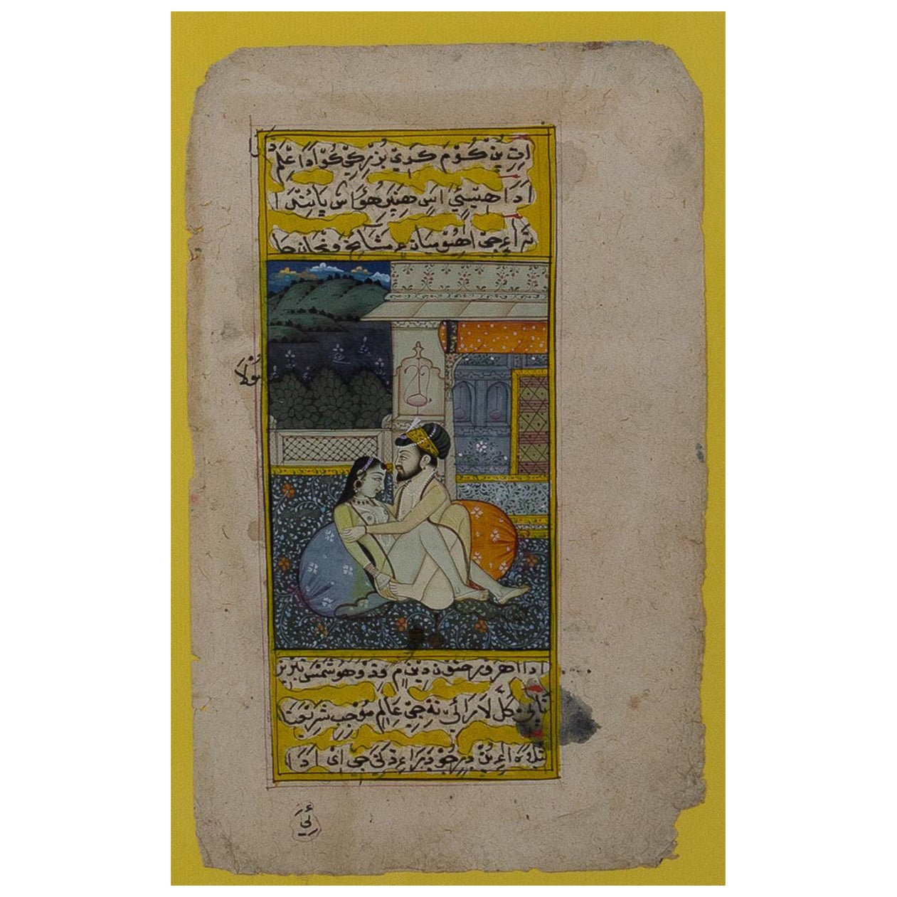 Indo-Persian miniature on paper – erotic scene – 19th century