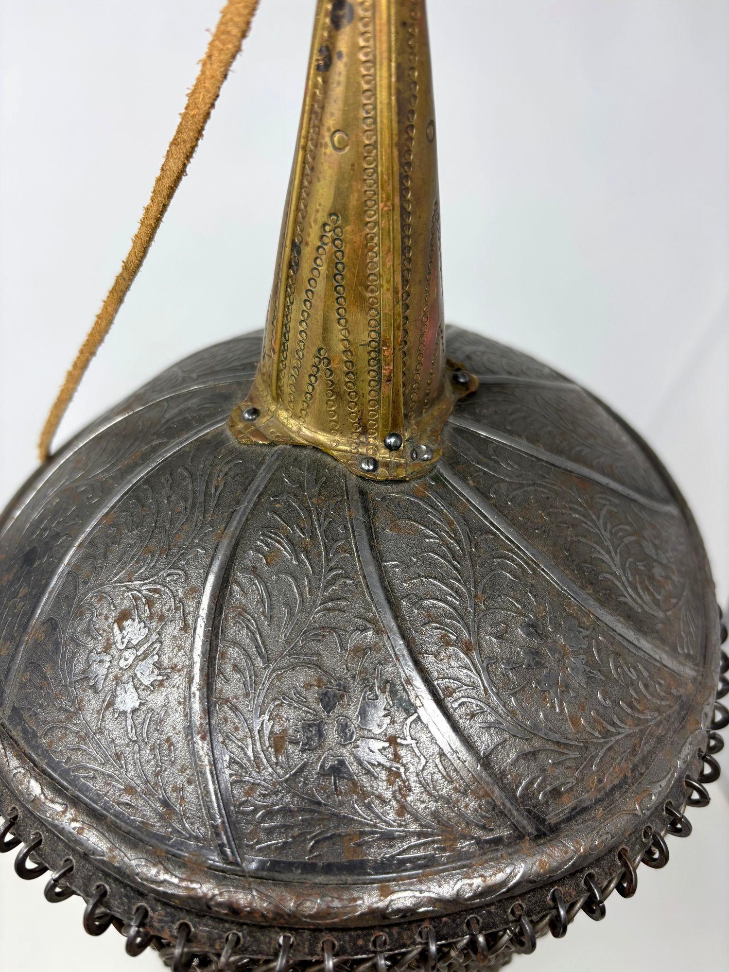 Indo Persian Steel and Brass Khula Khud Helmet For Sale 3