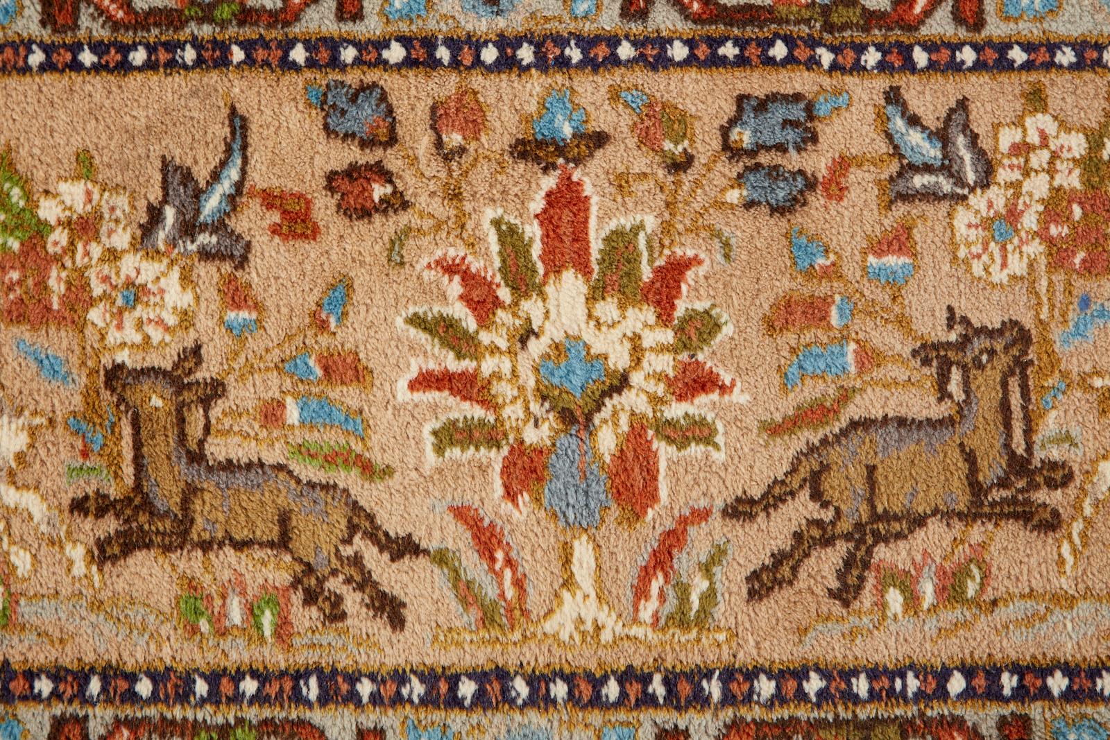 Indo Persian Tabriz Hand Knotted Wool Hunt Rug 9