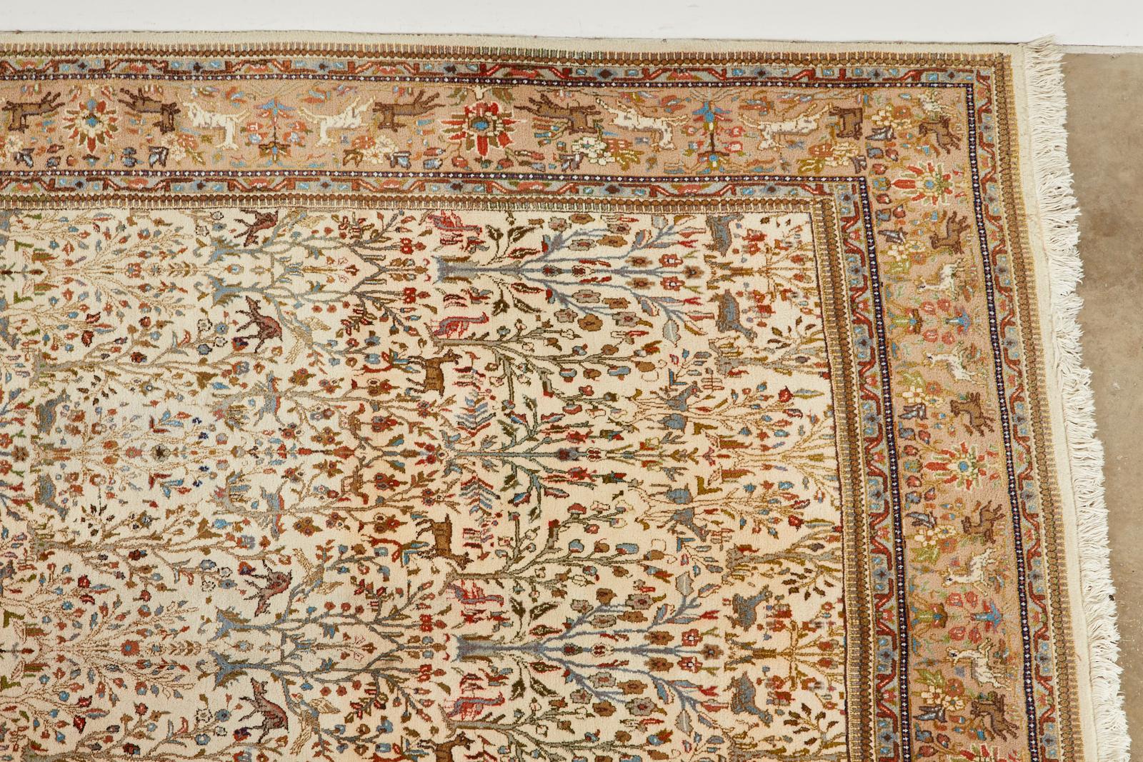 Indo Persian Tabriz Hand Knotted Wool Hunt Rug 2