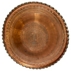 Indo Persian Tinned Copper Hanging Decorative Tray