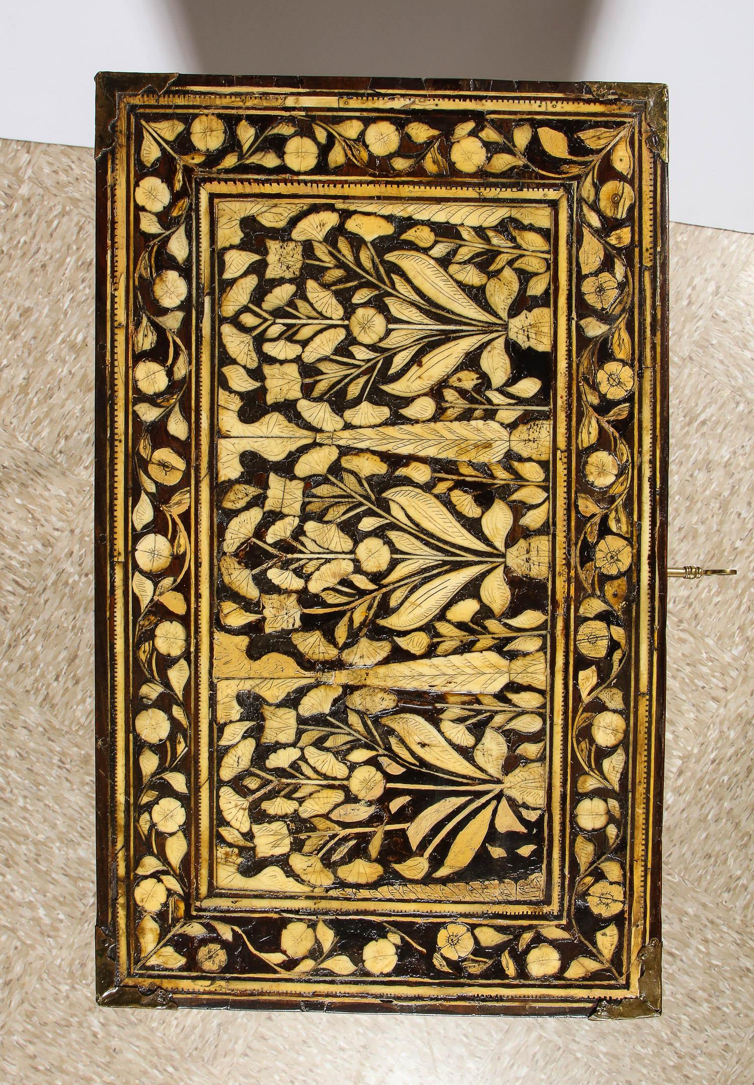 Indo-Portuguese Bone-Inlaid Fall Front Cabinet, Mughal India, 17th-18th Century 6