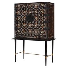 Indo-Portuguese Mughal Bar with Faux Tortoiseshell Decore, Bone, Ebony & Iron