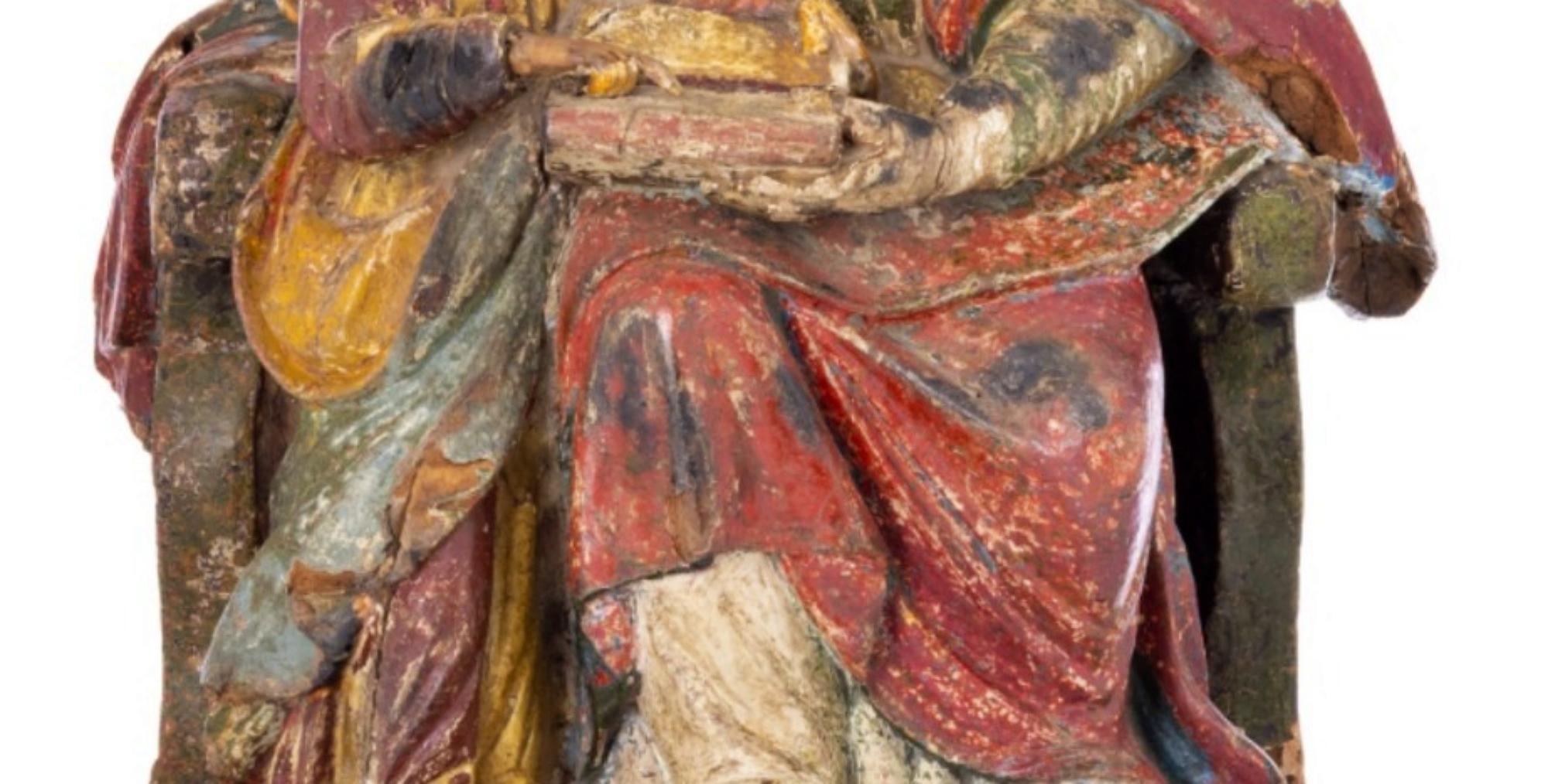 Renaissance Sculpture indo-portugaise SAINT ANA ENSEIGNANT LA LECTURE À NOTRE DAME XVIIe siècle en vente