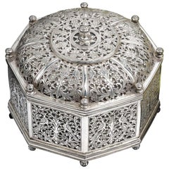 Indo-Portuguese Silver Octagonal Box '17th Century Portugal'