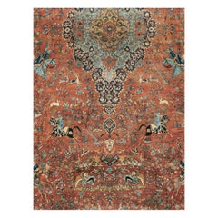 Indo-Tabriz Pictorial Carpet in the Style of the Persian Silk Vienna Hunting Rug