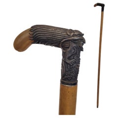 Indochina  Walking stick , Baston, Silver Wood and Antler