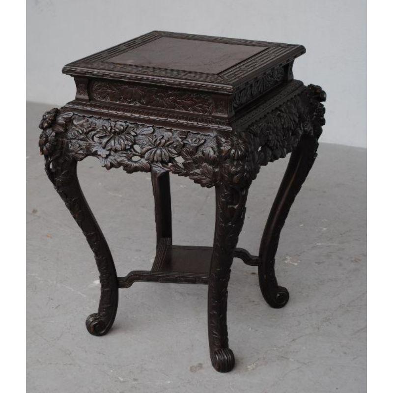 19th Century Indochinese Carved Lacquered Wood Stand, 1900 For Sale