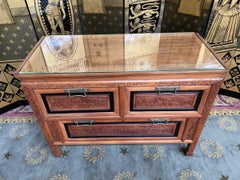 Indochinese Chest of Drawers with Carved Panels, circa 1950