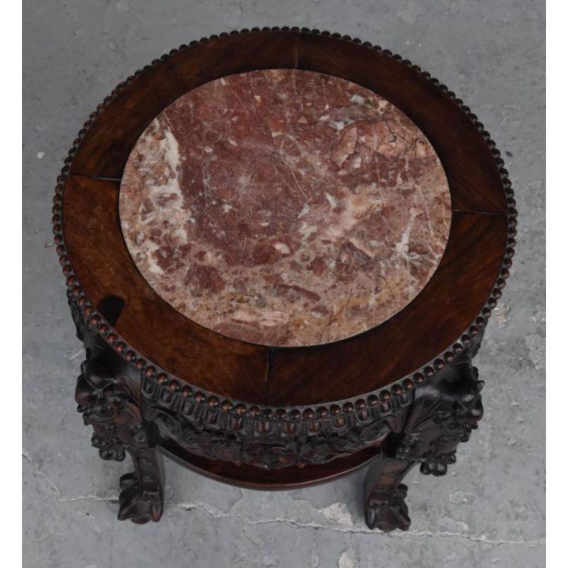Bois Stand indochinois en bois de fer et plateau de marbre, 19e siècle en vente