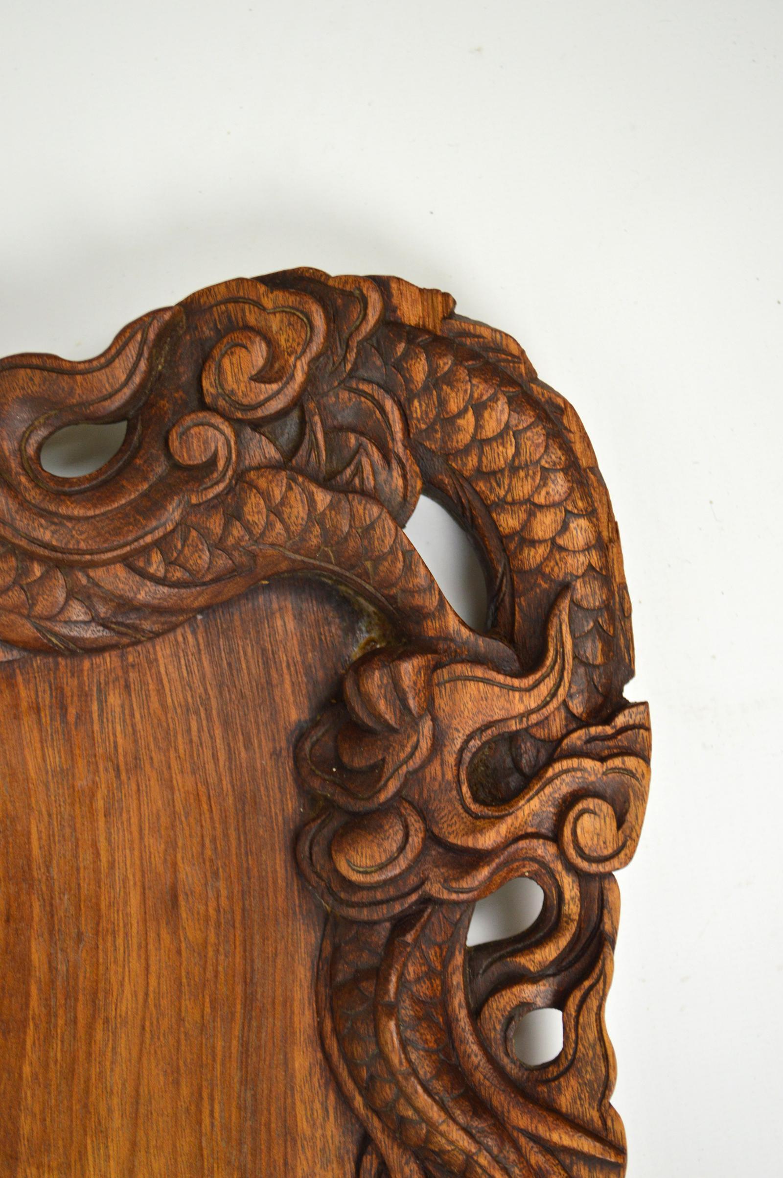 Indochinese Tray Carved with Dragons, circa 1900 For Sale 2