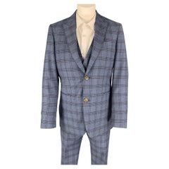 INDOCHINO Size 36 Blue Navy Plaid Wool 30 30 Suit