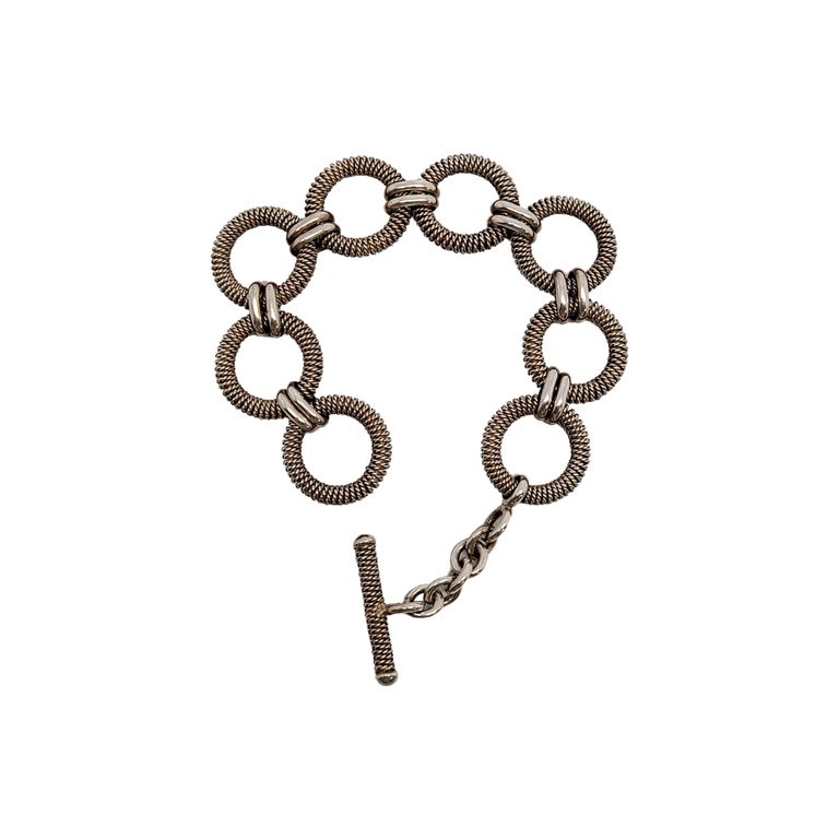 Indonesia Sterling Silver Circle Link Toggle Bracelet For Sale at 1stDibs