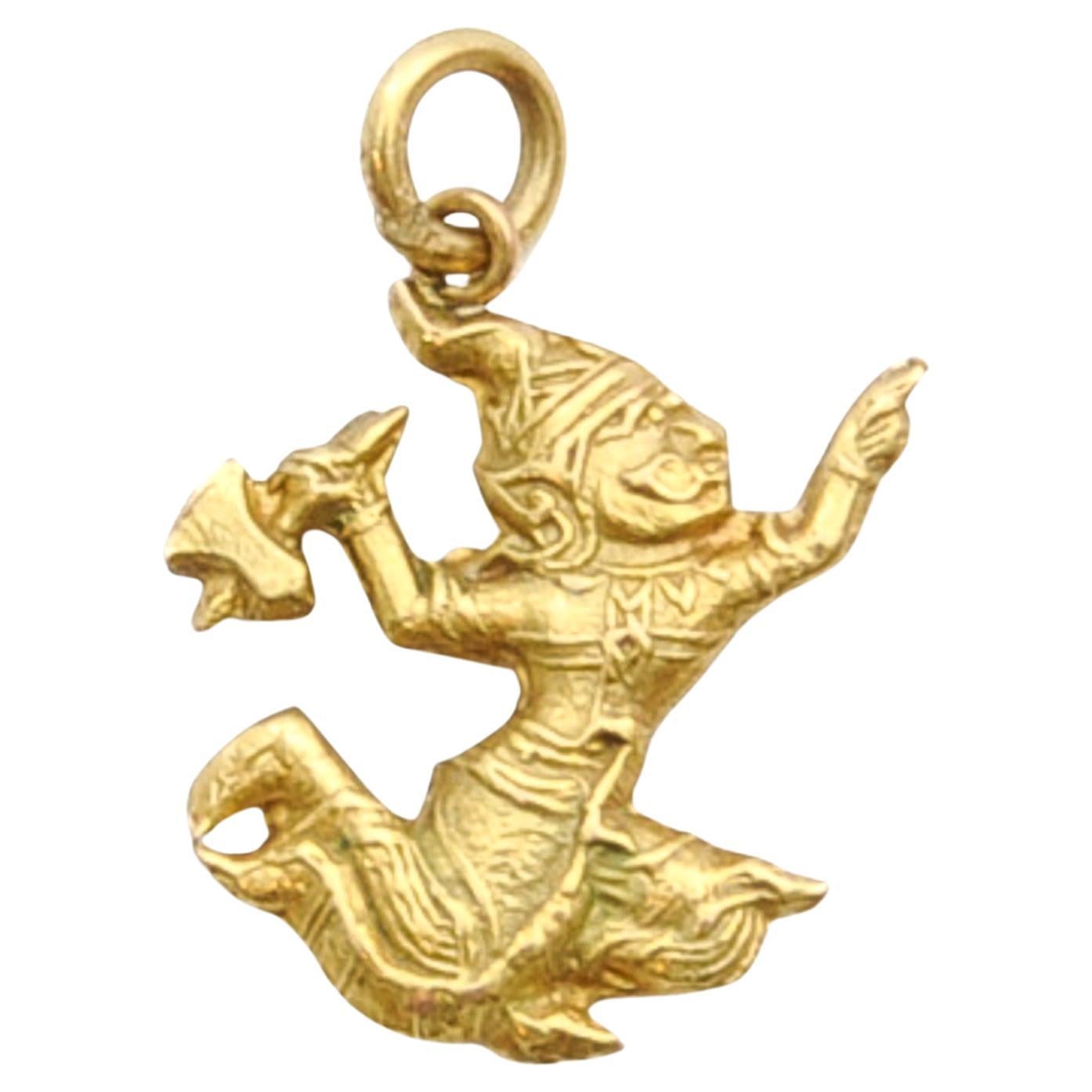 Vintage Indonesian 18 Karat Gold Charm Pendant For Sale