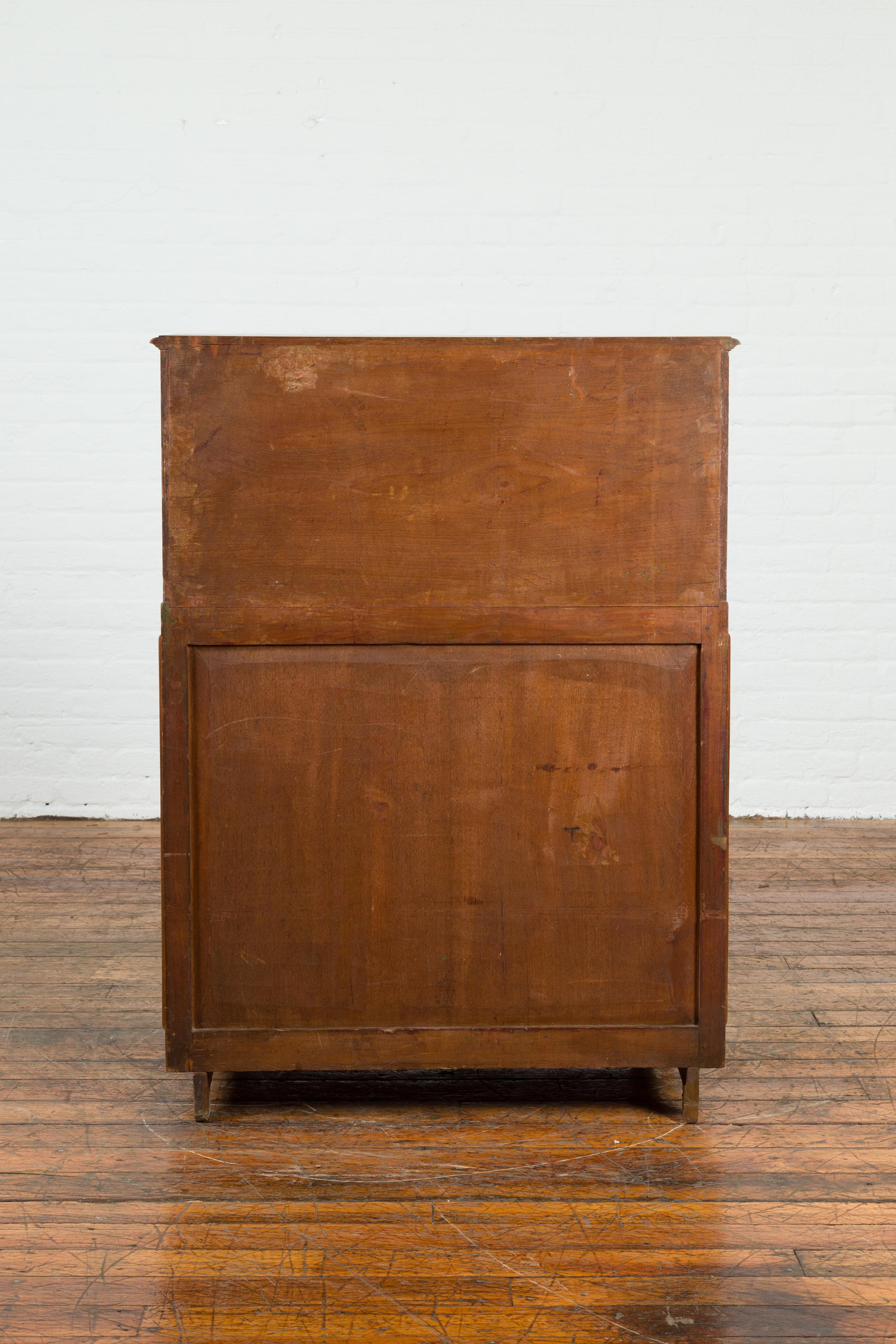 Indonesian 19th Century Handmade Slant-Front Desk with Raised Panels and Drawers For Sale 7