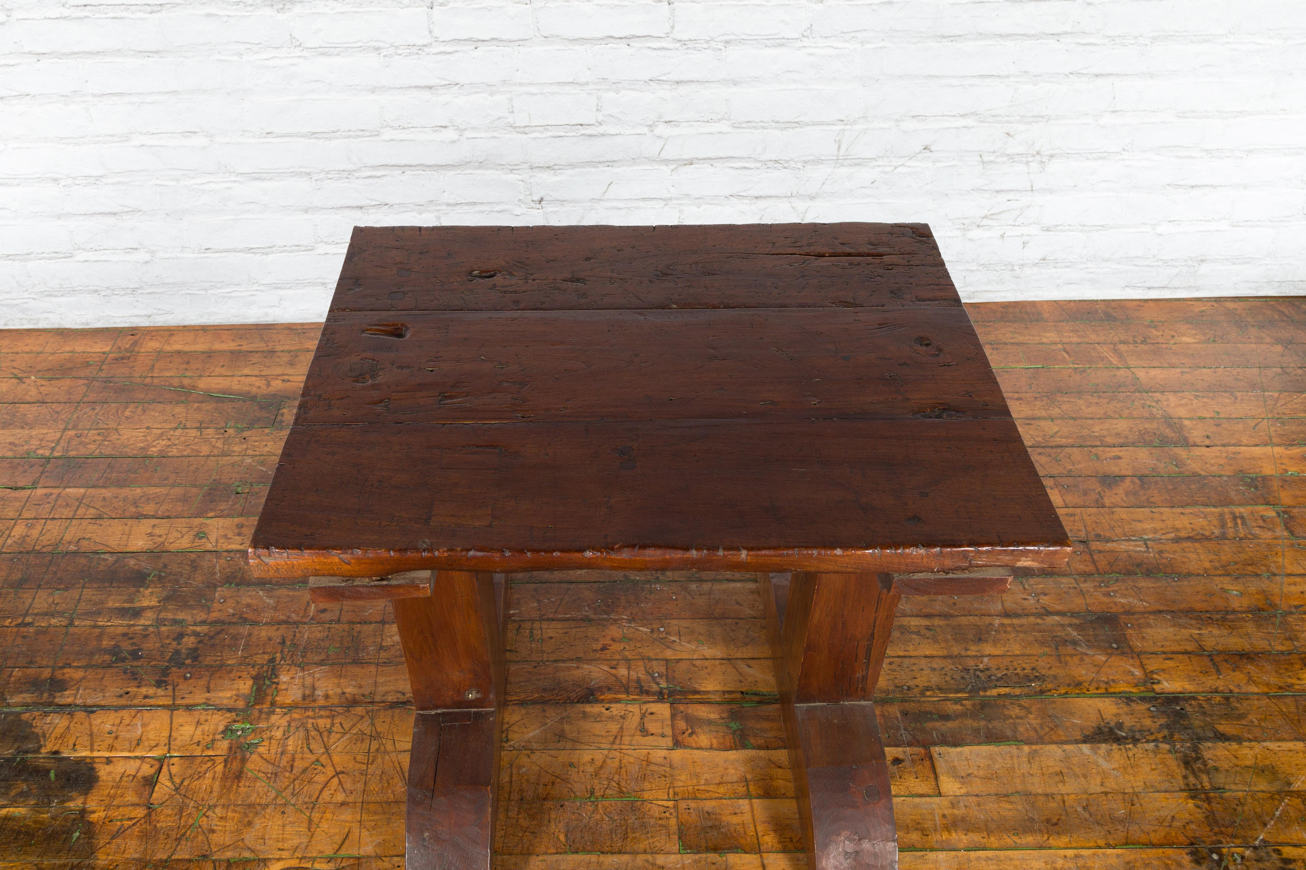 Indonesian 19th Century Wine Tasting Table with Rustic Appearance, Trestle Base For Sale 6