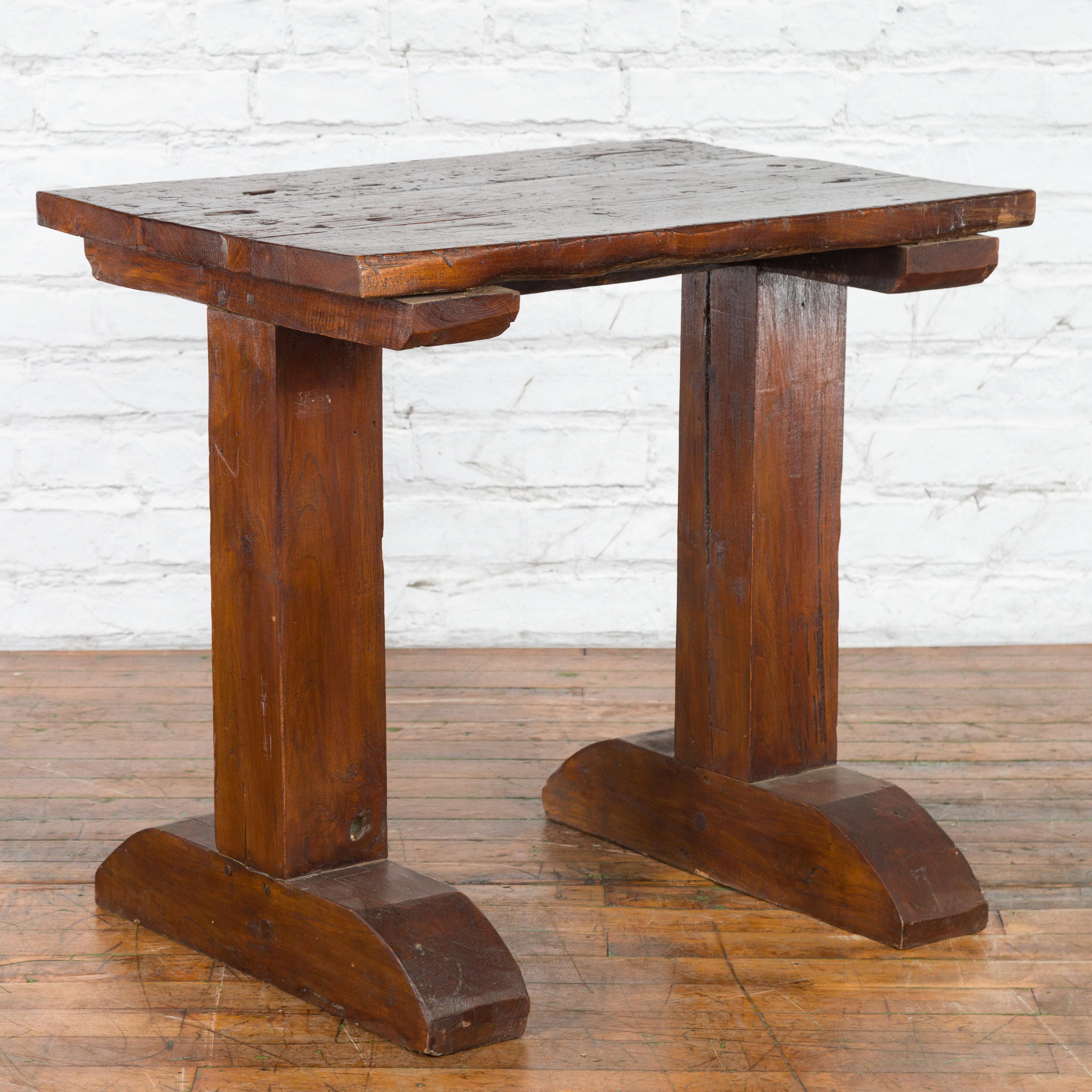 Indonesian 19th Century Wine Tasting Table with Rustic Appearance, Trestle Base For Sale 8