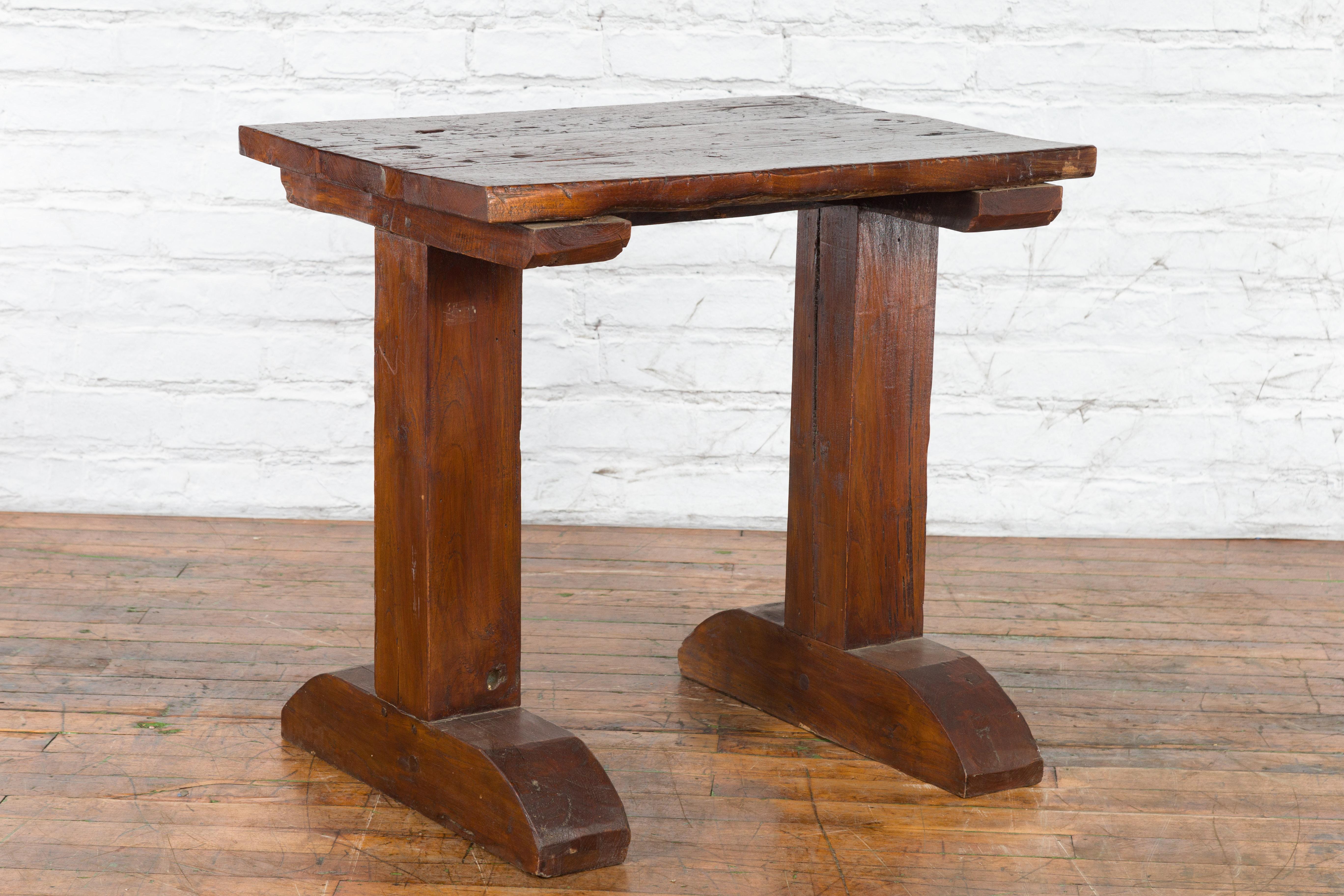 Indonesian 19th Century Wine Tasting Table with Rustic Appearance, Trestle Base For Sale 9