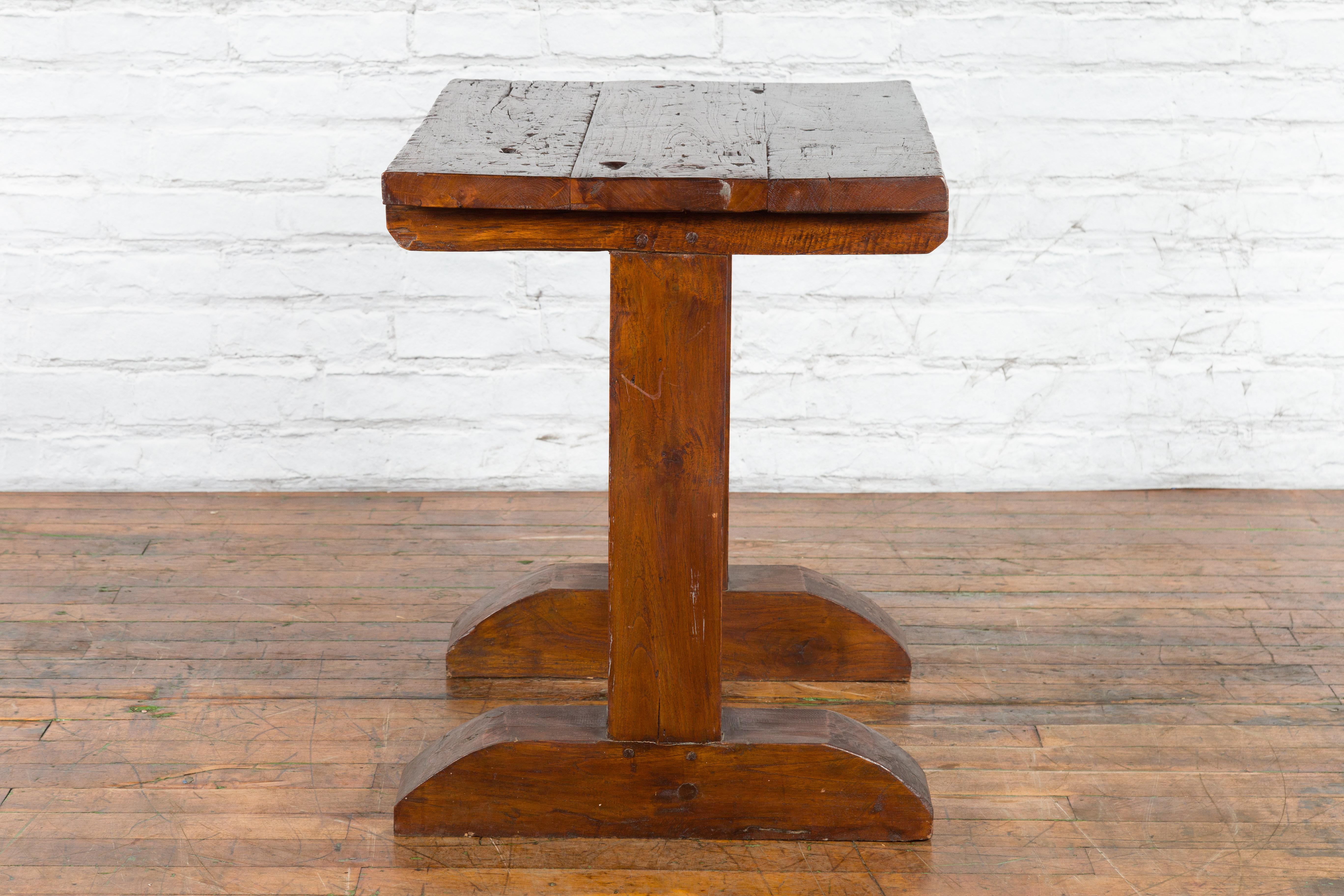 Indonesian 19th Century Wine Tasting Table with Rustic Appearance, Trestle Base For Sale 10
