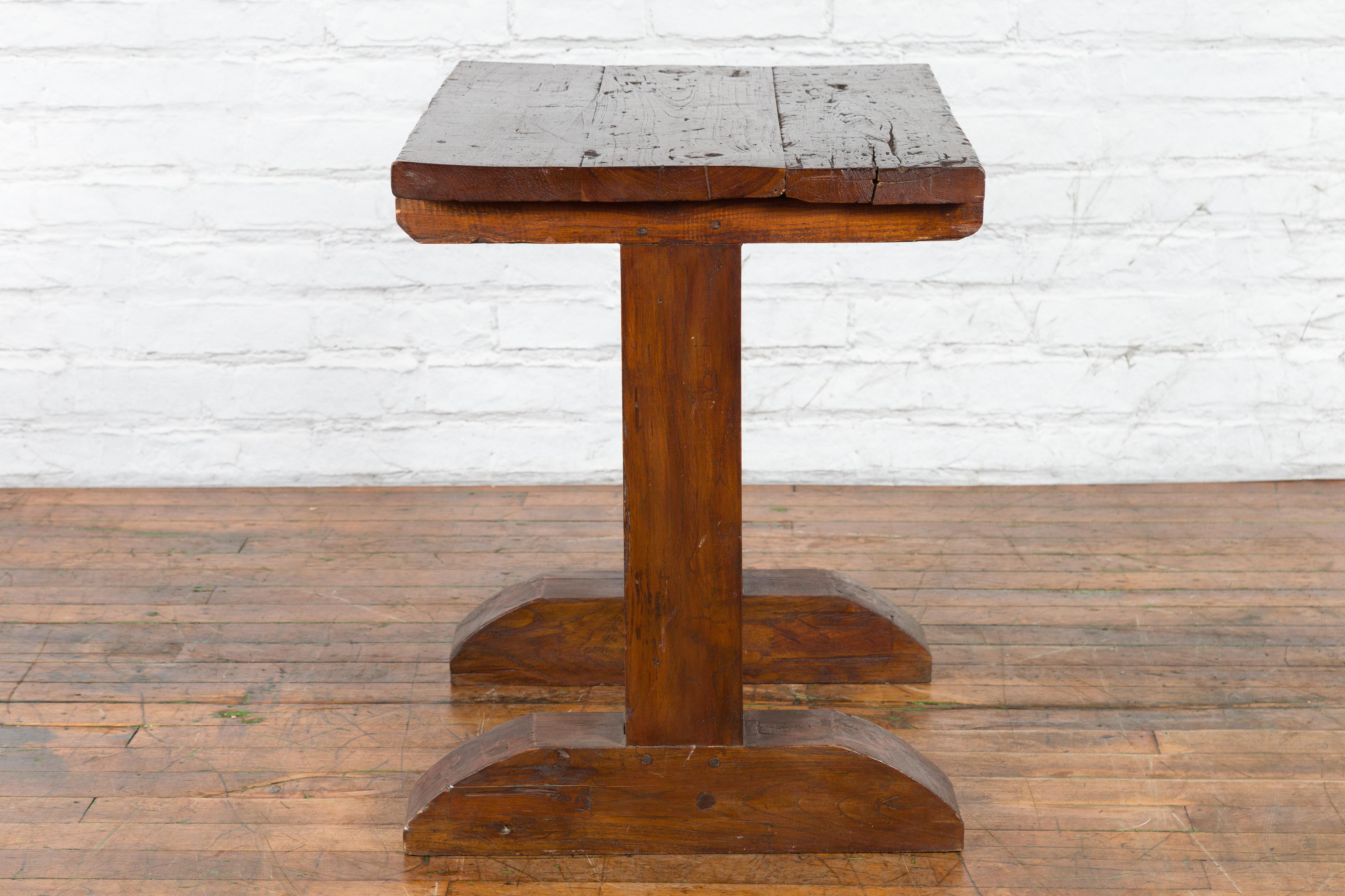 Indonesian 19th Century Wine Tasting Table with Rustic Appearance, Trestle Base For Sale 12