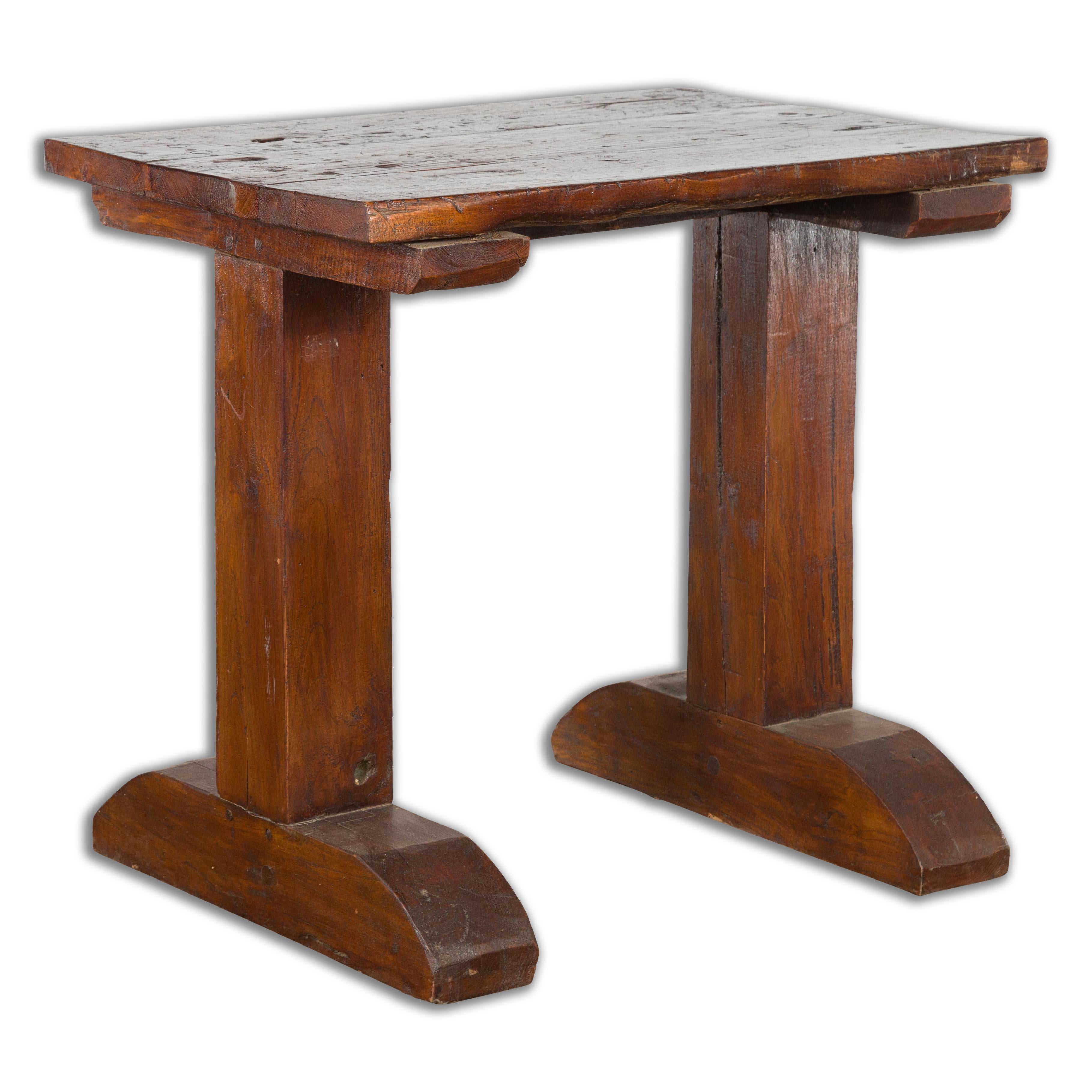 Indonesian 19th Century Wine Tasting Table with Rustic Appearance, Trestle Base For Sale 13