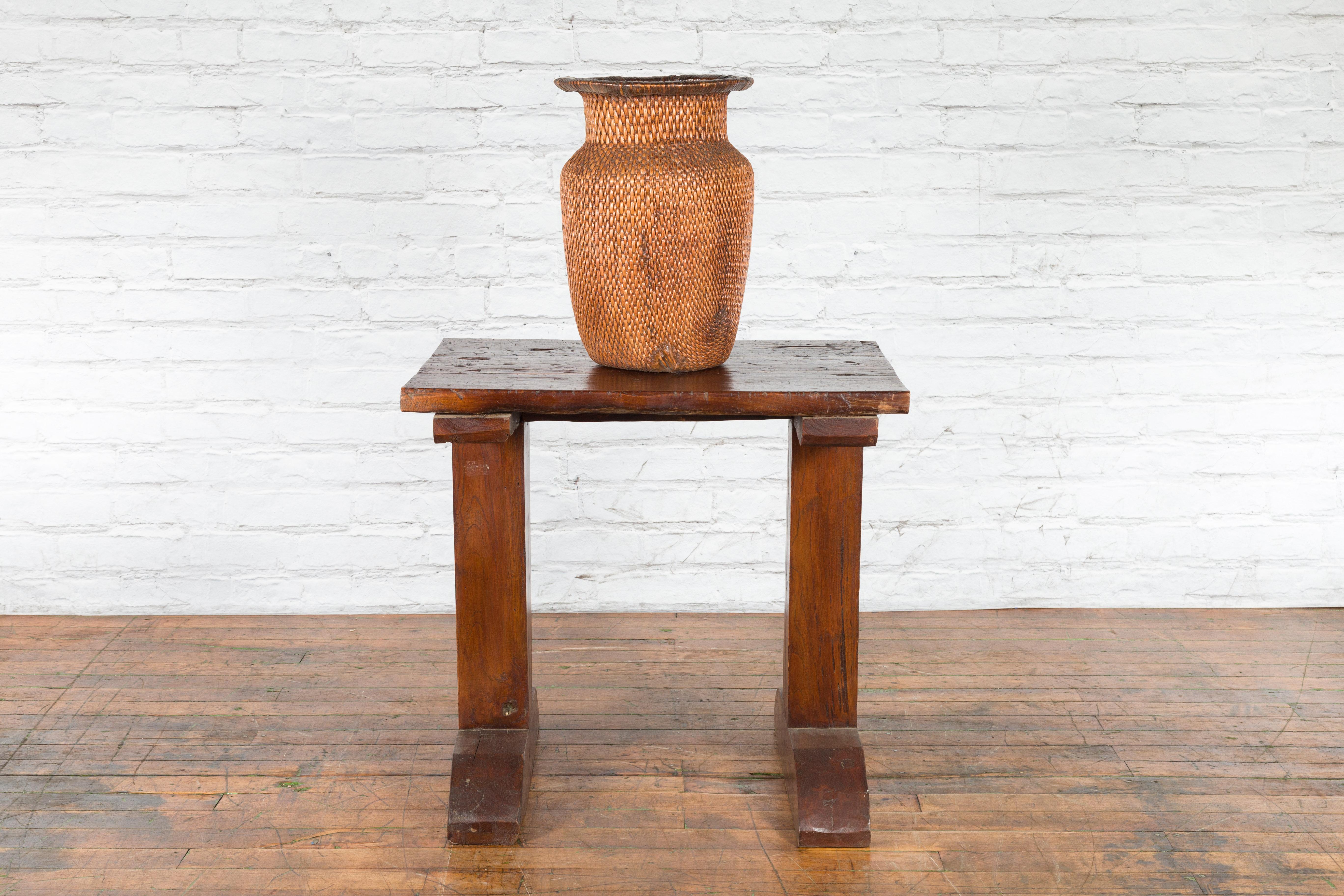 Indonesian 19th Century Wine Tasting Table with Rustic Appearance, Trestle Base For Sale 1