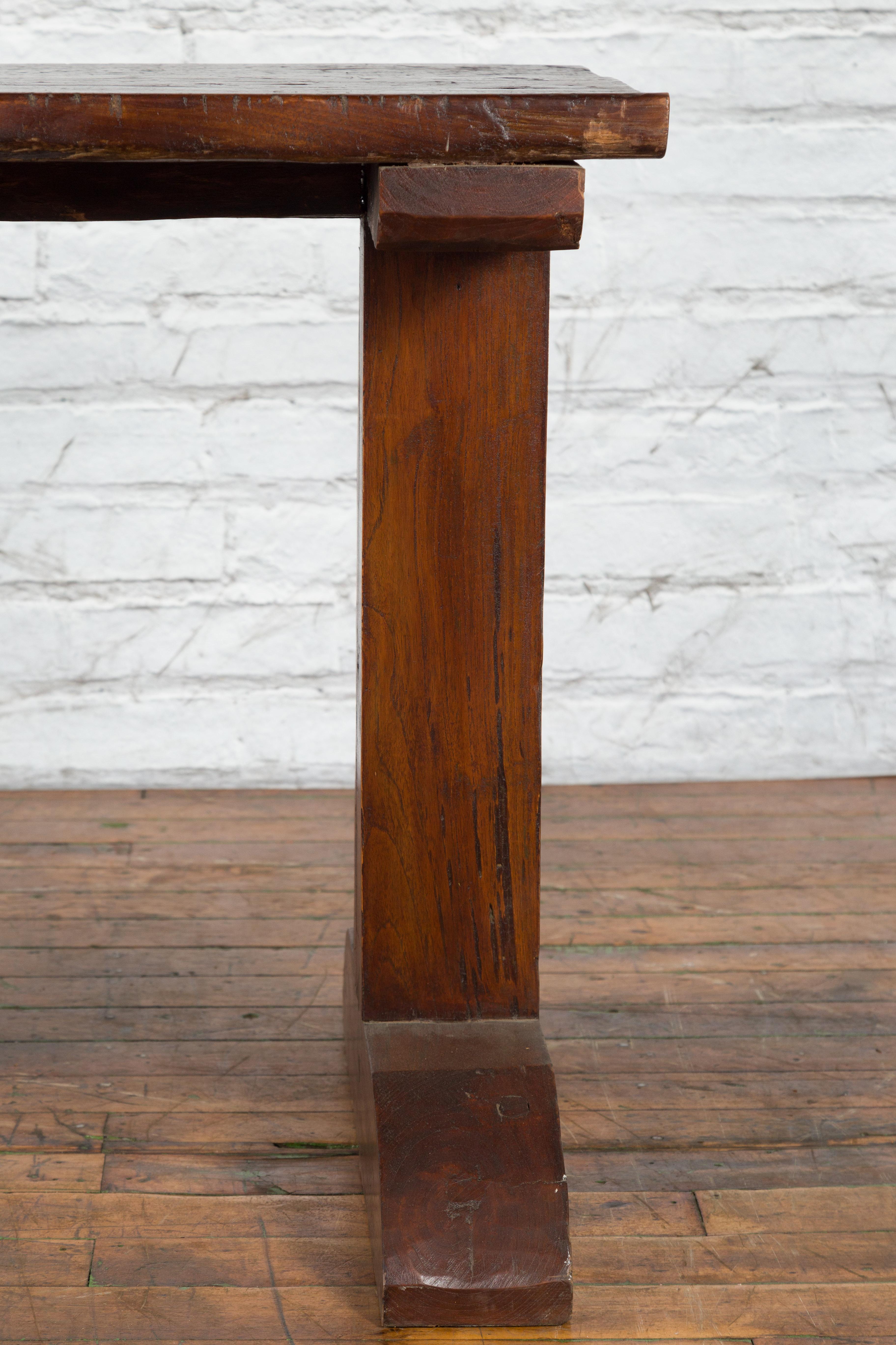 Indonesian 19th Century Wine Tasting Table with Rustic Appearance, Trestle Base For Sale 5