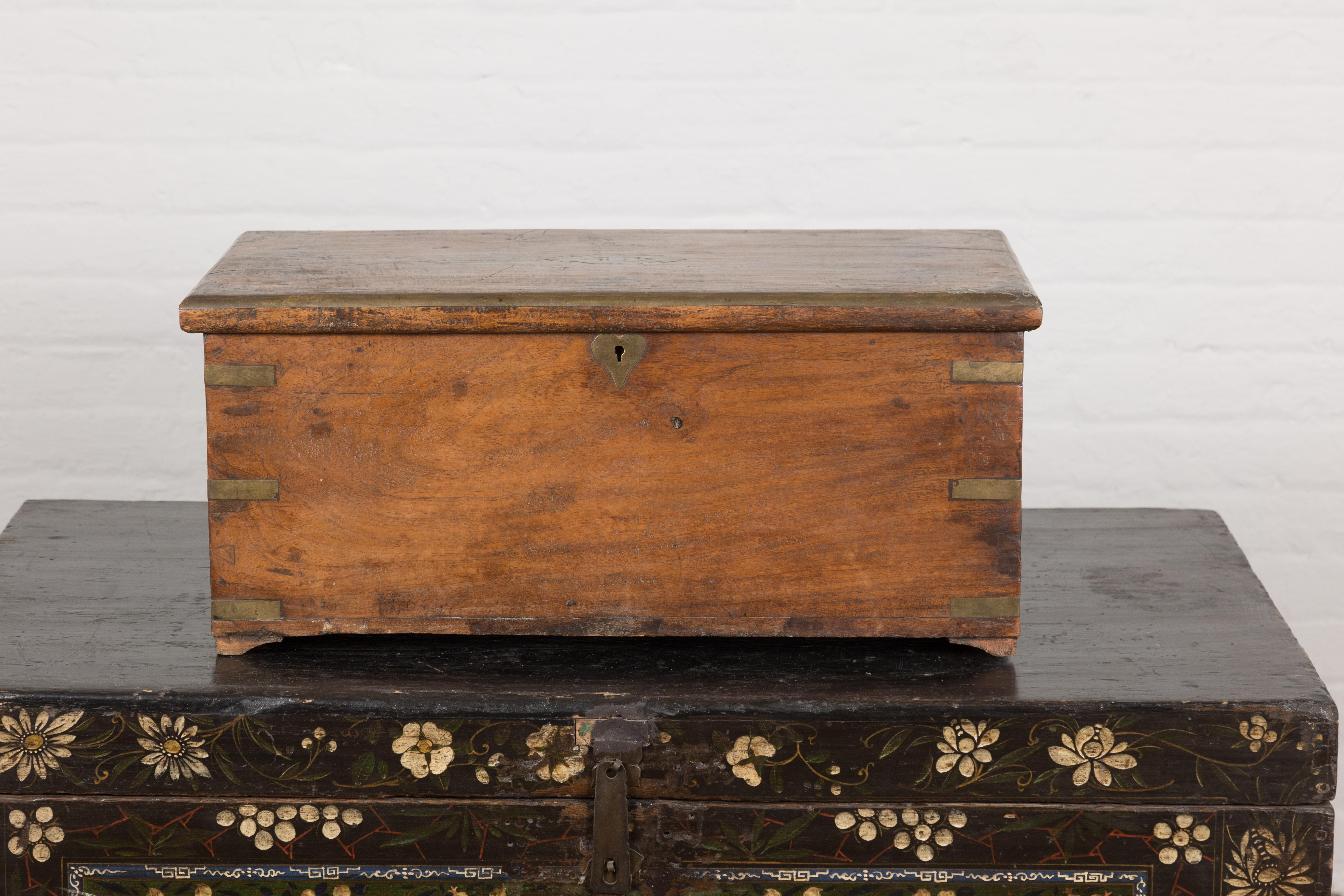 Indonesian 19th Century Rectangular Antique Wooden Storage Chest For Sale