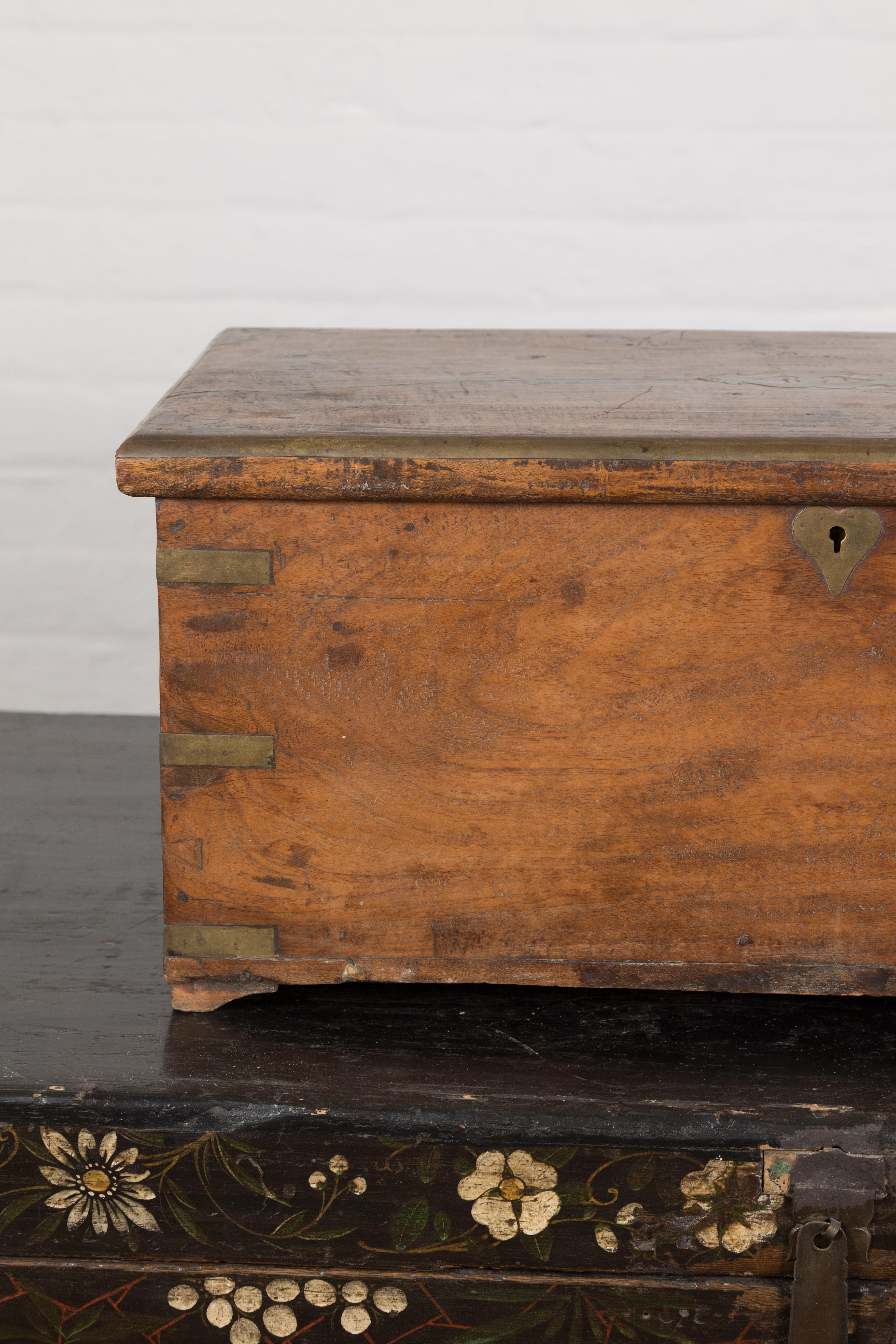 19th Century Rectangular Antique Wooden Storage Chest For Sale 1