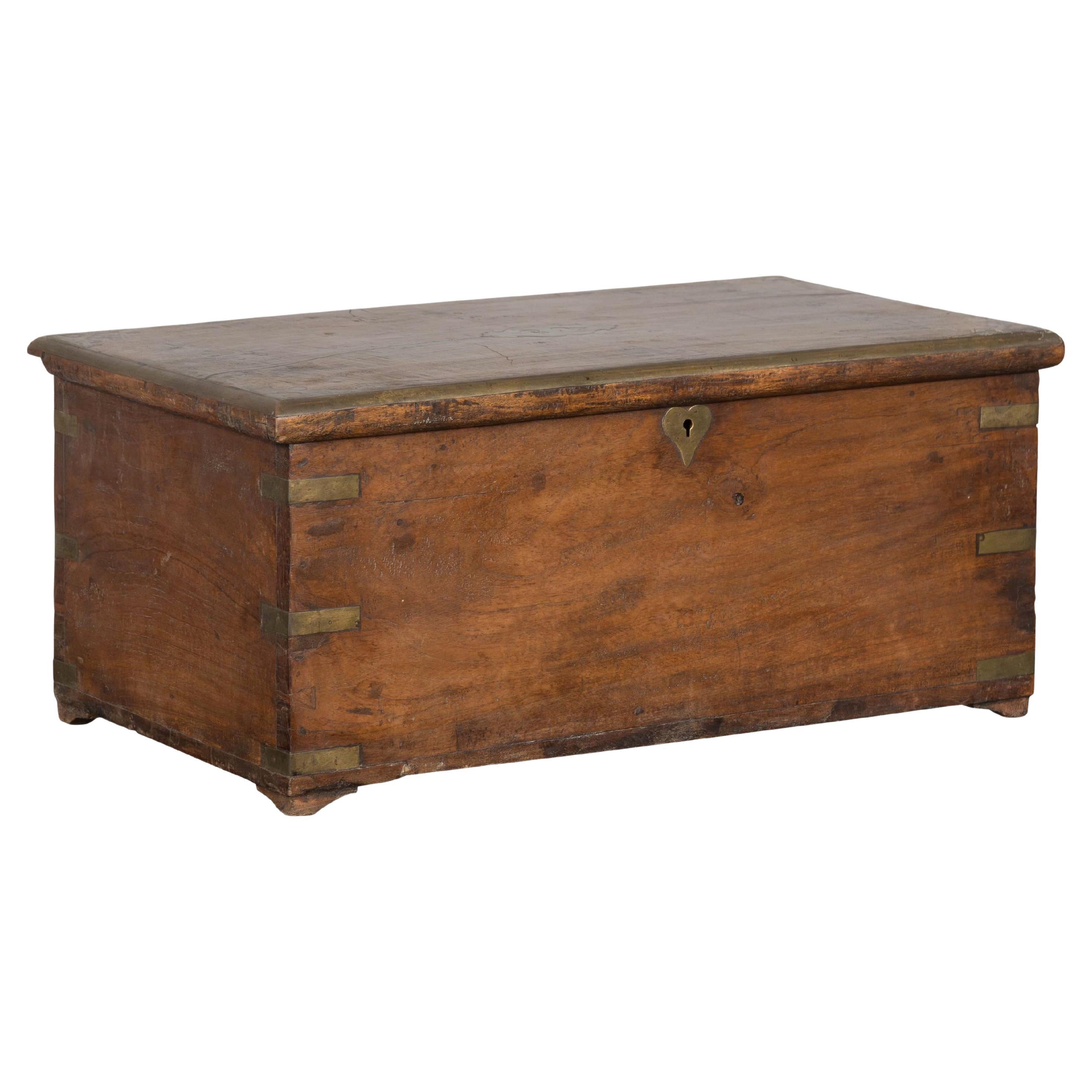 19th Century Rectangular Antique Wooden Storage Chest For Sale