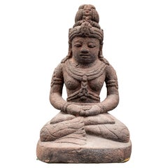 Antique Indonesian Andesite Bodhisattva Sculpture