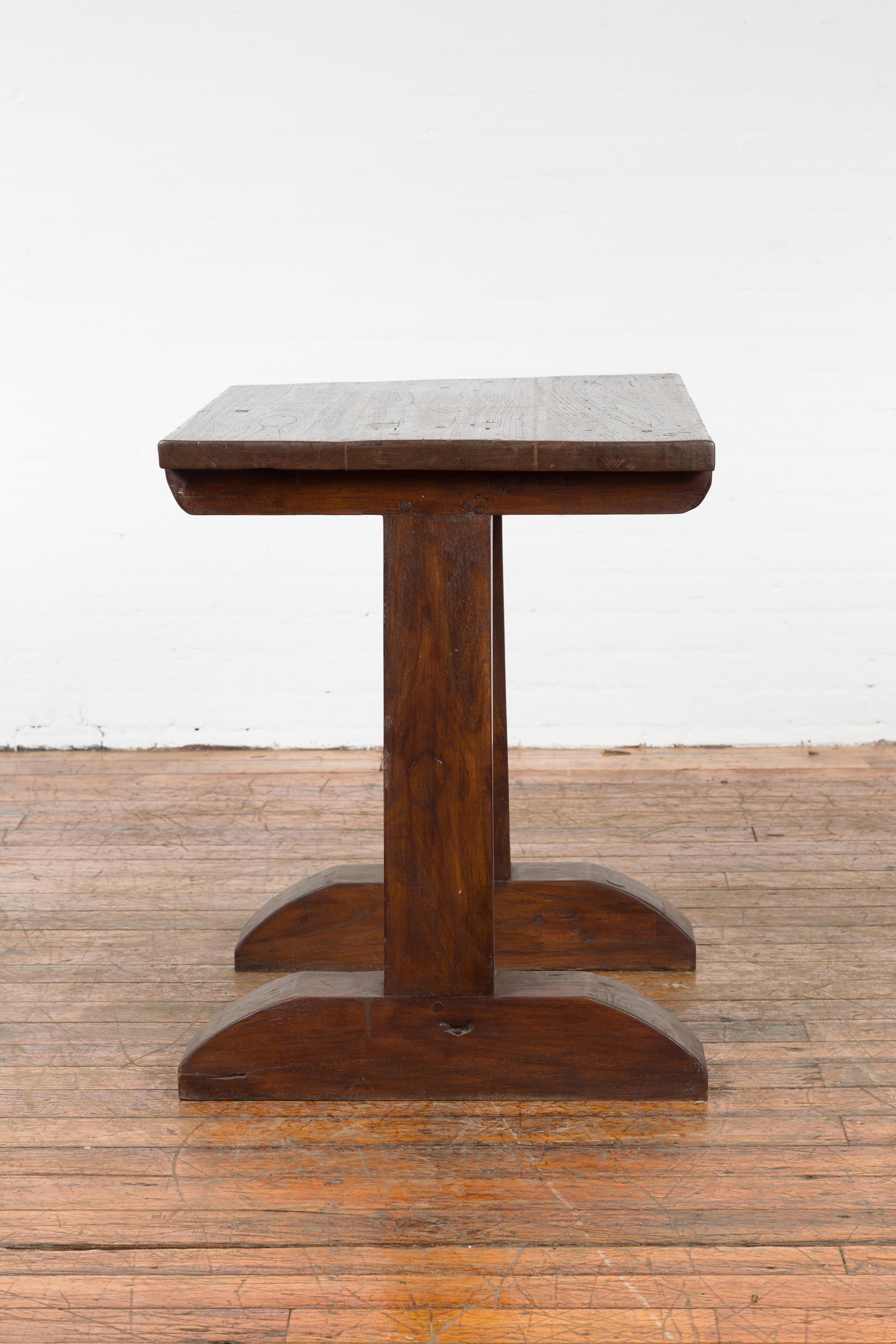 Indonesian Antique Wine Tasting Table with Rustic Appearance and Trestle Base For Sale 5