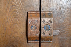 Indonesian Antique Wooden Dresser with Doors and Hand-Painted Carved Ornament