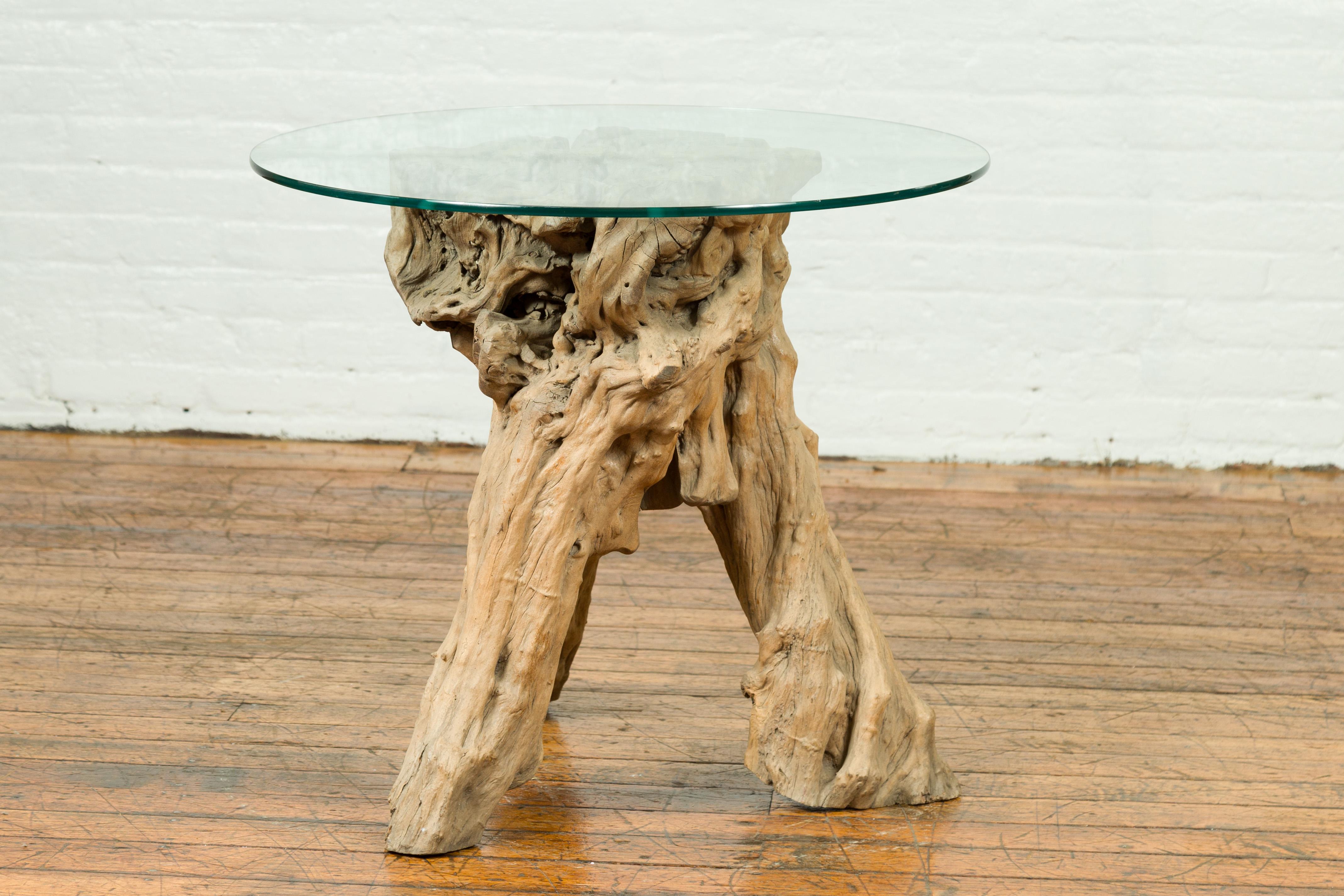 Rustic Architectural Tree Root Driftwood Pedestal Table, Glass Top Not Included For Sale 1
