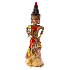Vintage Indonesian Balinese Carved Wood Wayang Marionette 