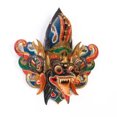 Indonesian Balinese Polychrome Carved Wood Barong Mask