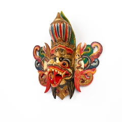 Indonesian Balinese Polychrome Carved Wood Barong Mask