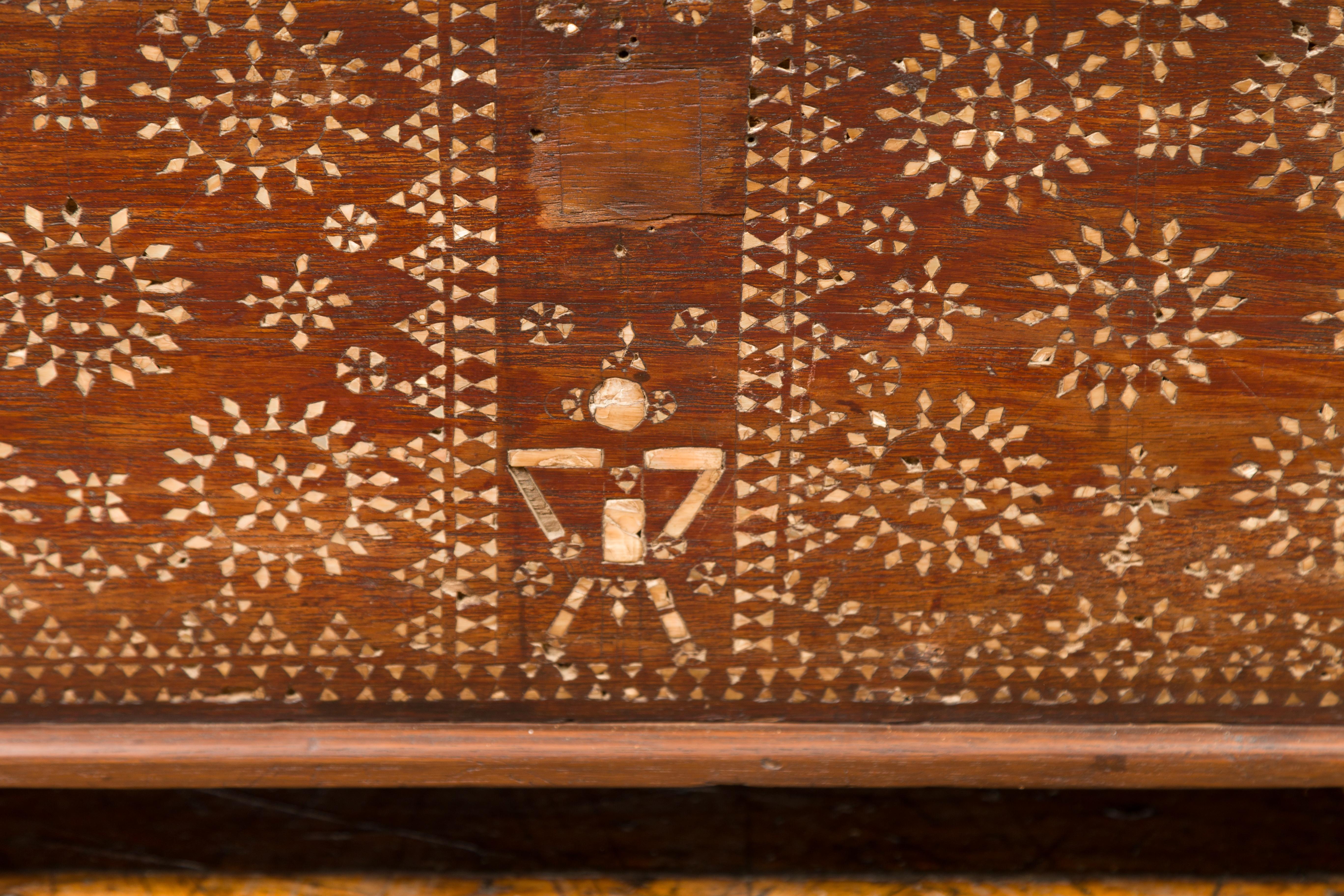 Indonesian Blanket Chest from Madura with Geometric Mother of Pearl Inlay 1