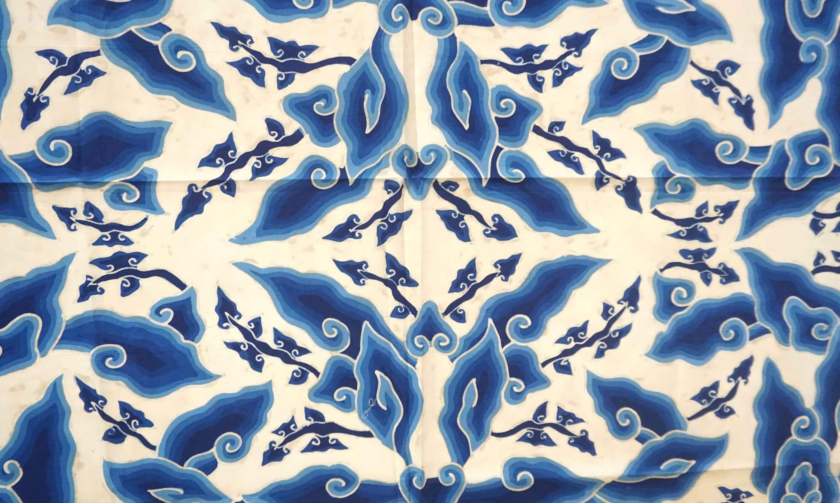 Indonesian Blue & White Megamendung or Clouds Pattern Batik Panel, circa 1930 For Sale 1