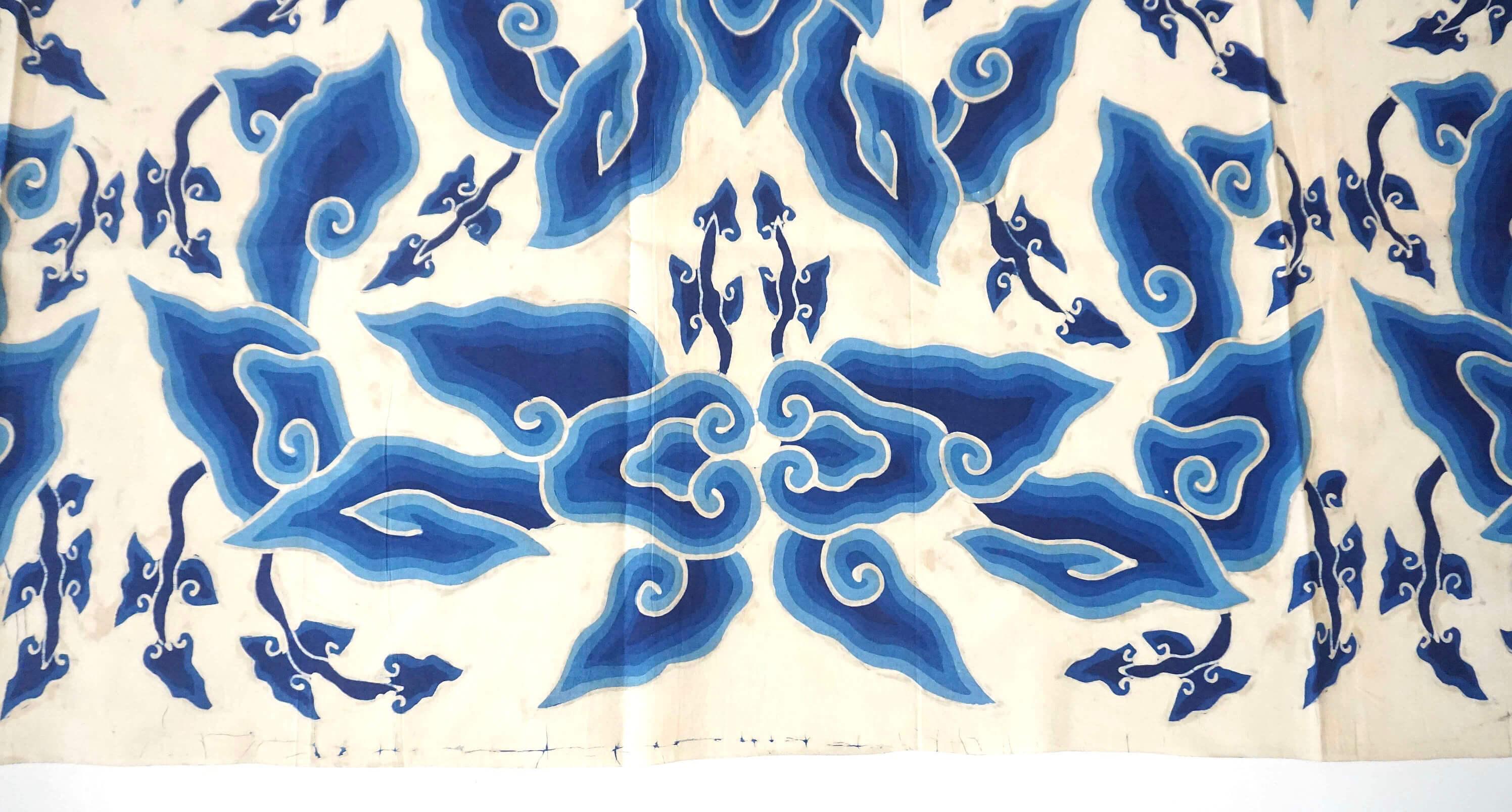 Indonesian Blue & White Megamendung or Clouds Pattern Batik Panel, circa 1930 For Sale 2