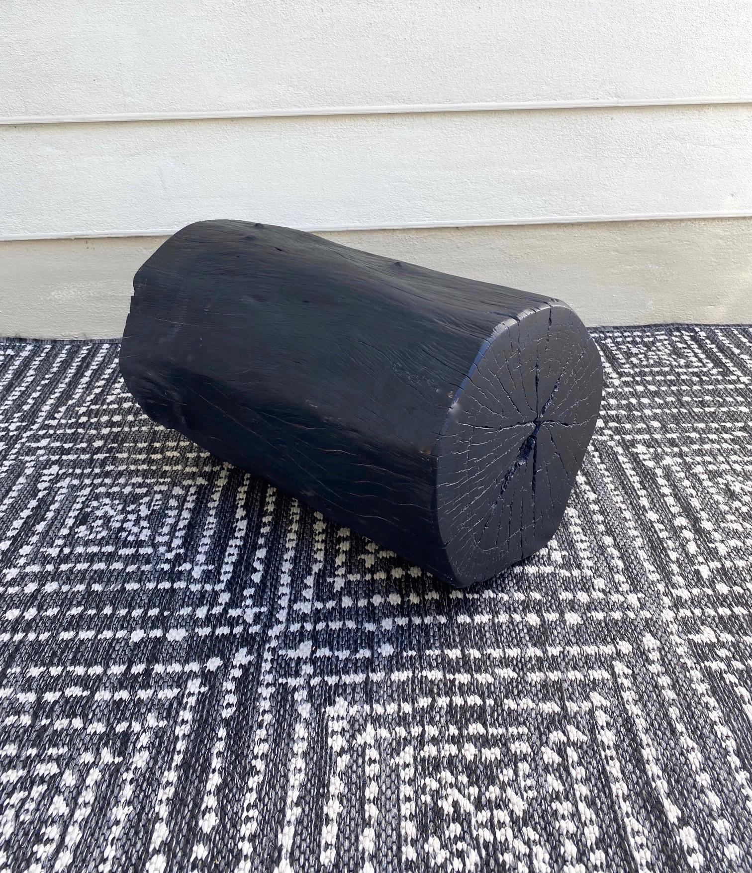 Indonesian Burnt and Blackened Teak Wood Side Table Stump 2