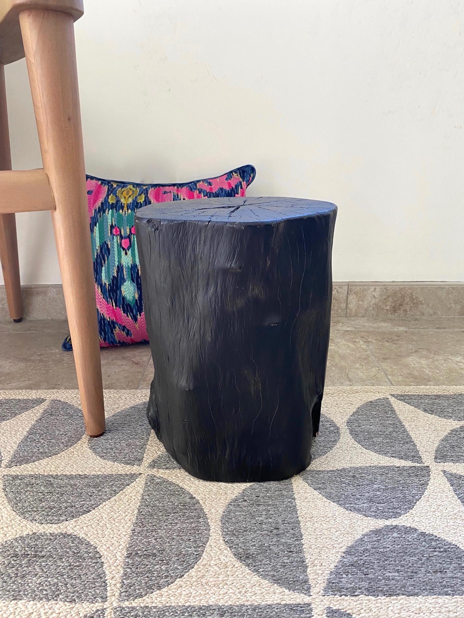 Indonesian Burnt and Blackened Teak Wood Side Table Stump 5