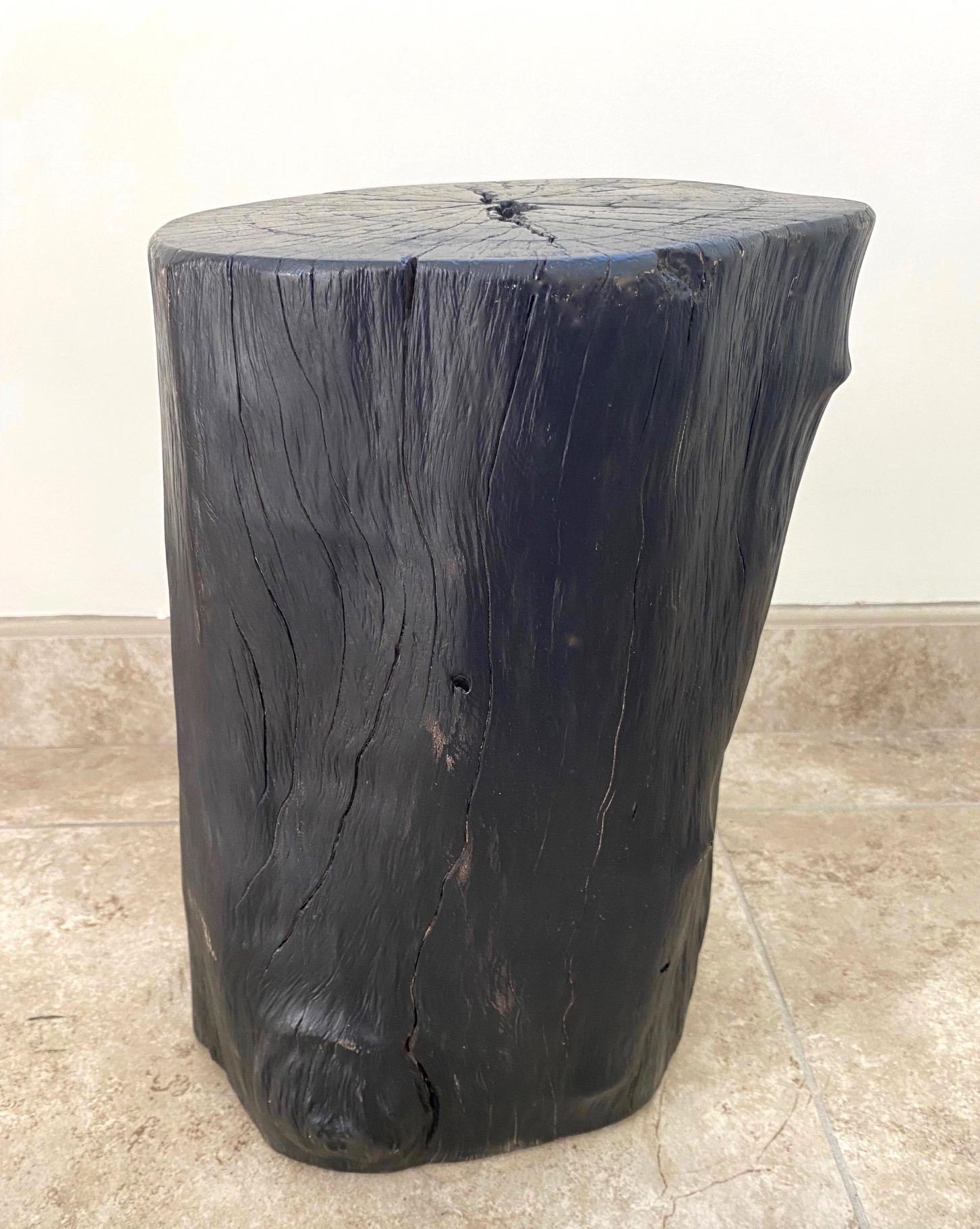 black wood stump side table