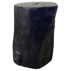 Indonesian Burnt and Blackened Teak Wood Side Table Stump