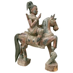 Indonesian Carved Figure on Horse