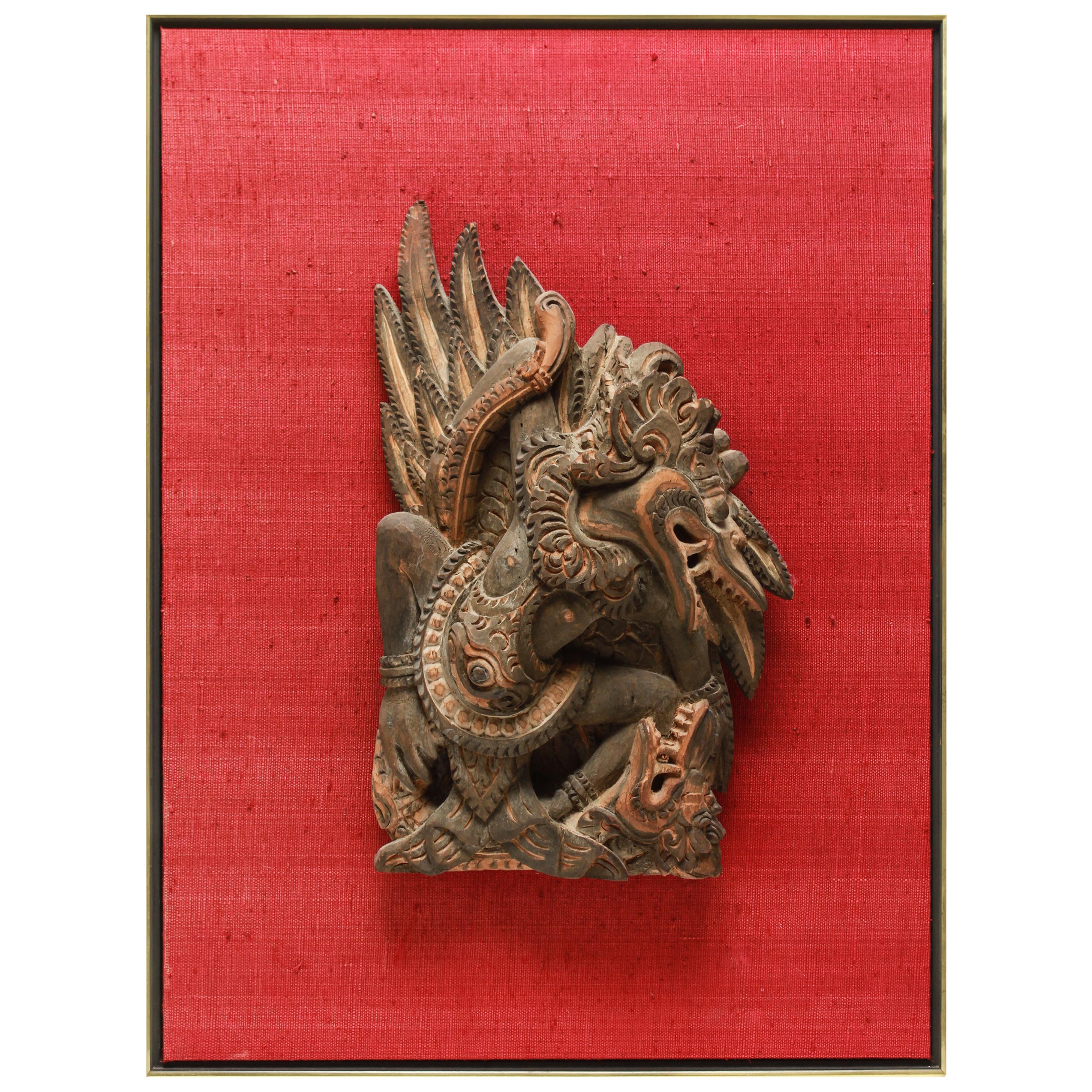 Indonesian Carved Garuda Wood Sculpture