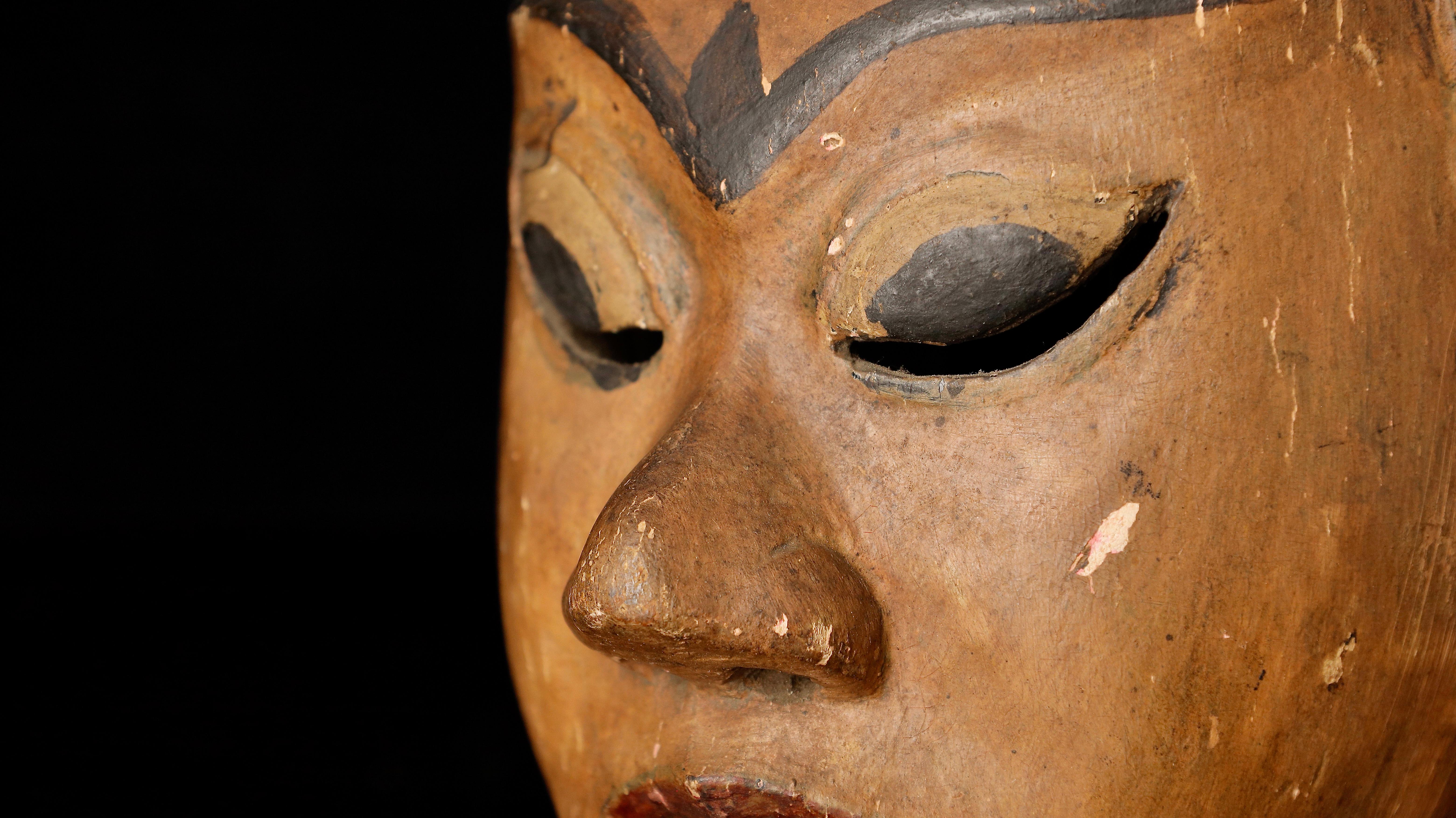 Wood Indonesian Ceremonial Performance Mask, 19th Century